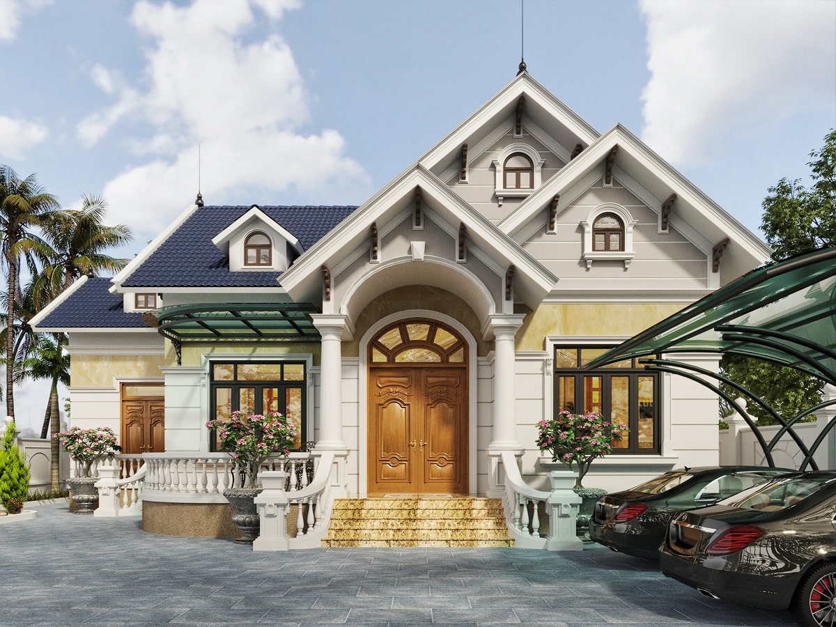 nhà cấp 4 mái thái tân cổ điển 3 phòng ngủ 3