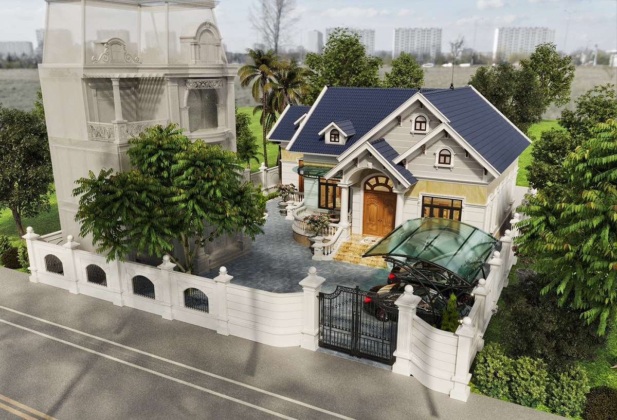 nhà cấp 4 mái thái tân cổ điển 3 phòng ngủ