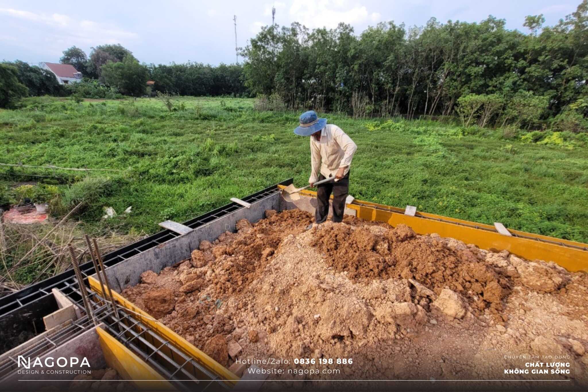 thi công nhà 2 tầng anh long tại bến cát 2