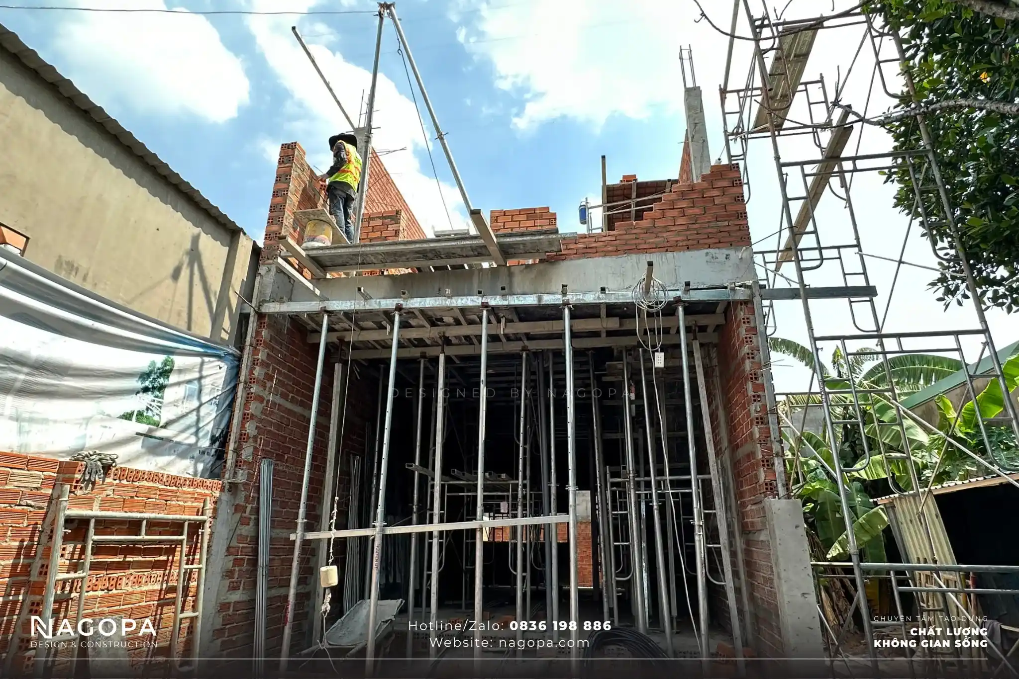 công tác xây tường lầu 1 nhà chị hằng phú lợi thủ dầu một 2