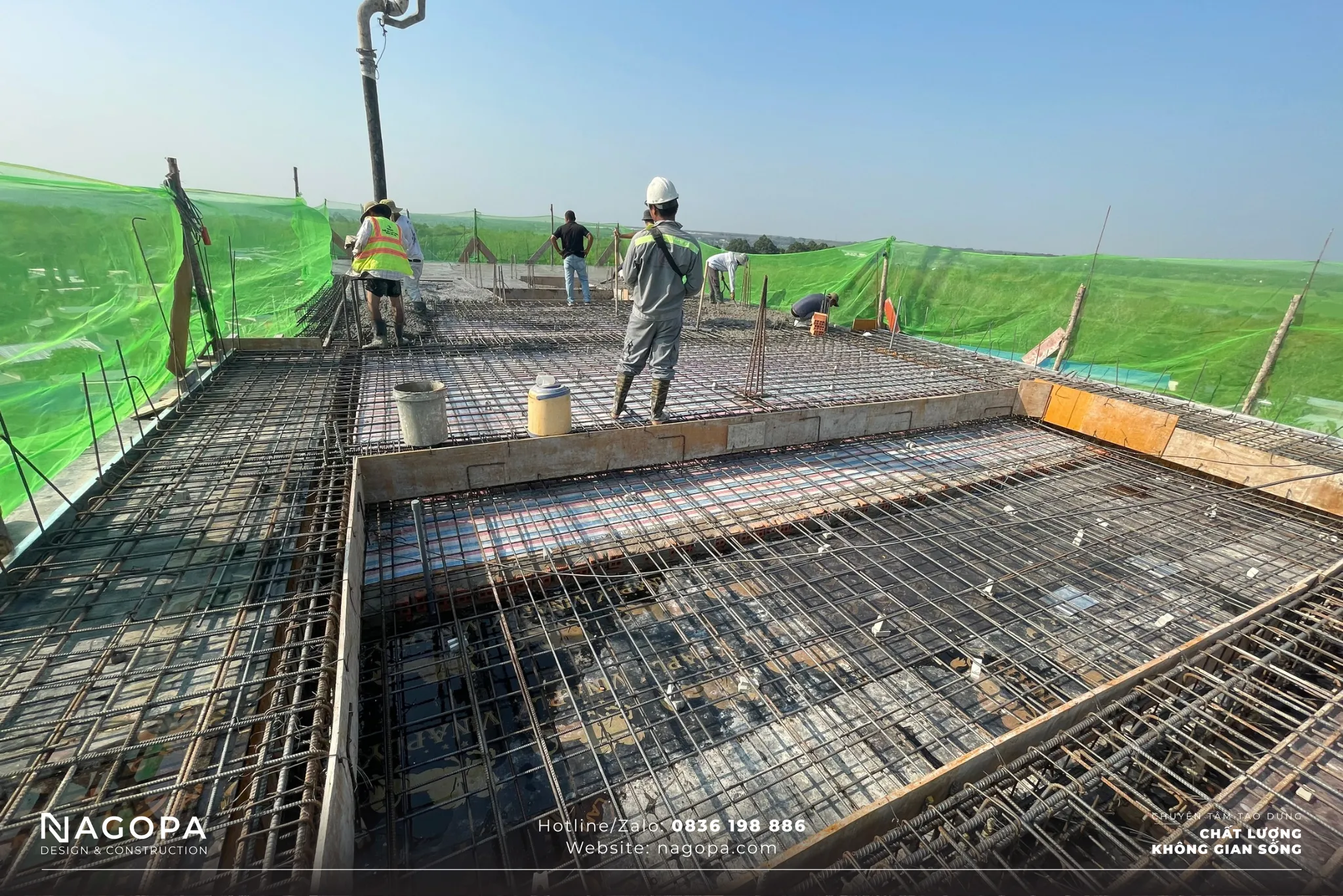 đổ bê tông dầm sàn tầng 5 công trình ps house dầu tiếng