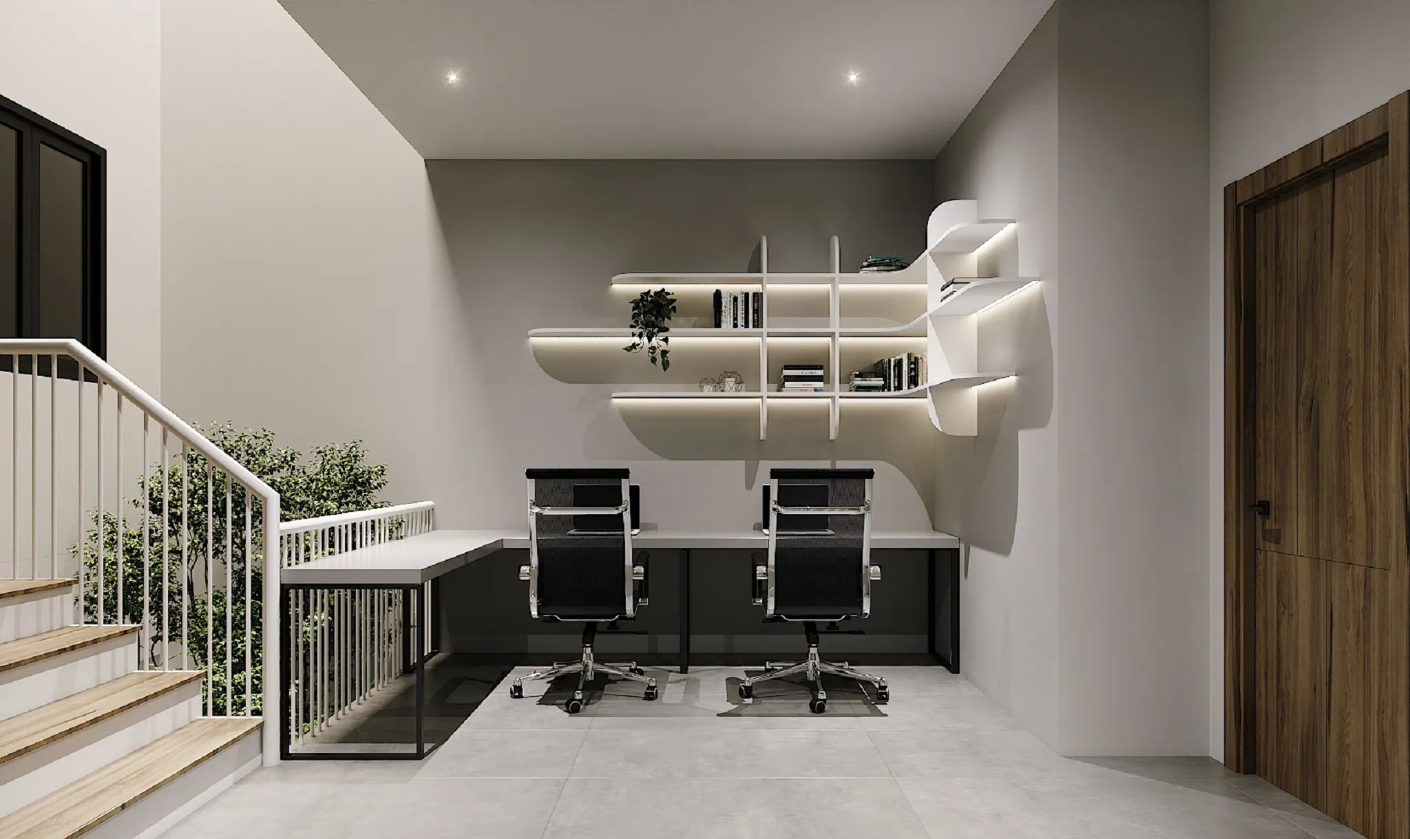 không gian phòng học tập nhà ống đẹp hiện đại