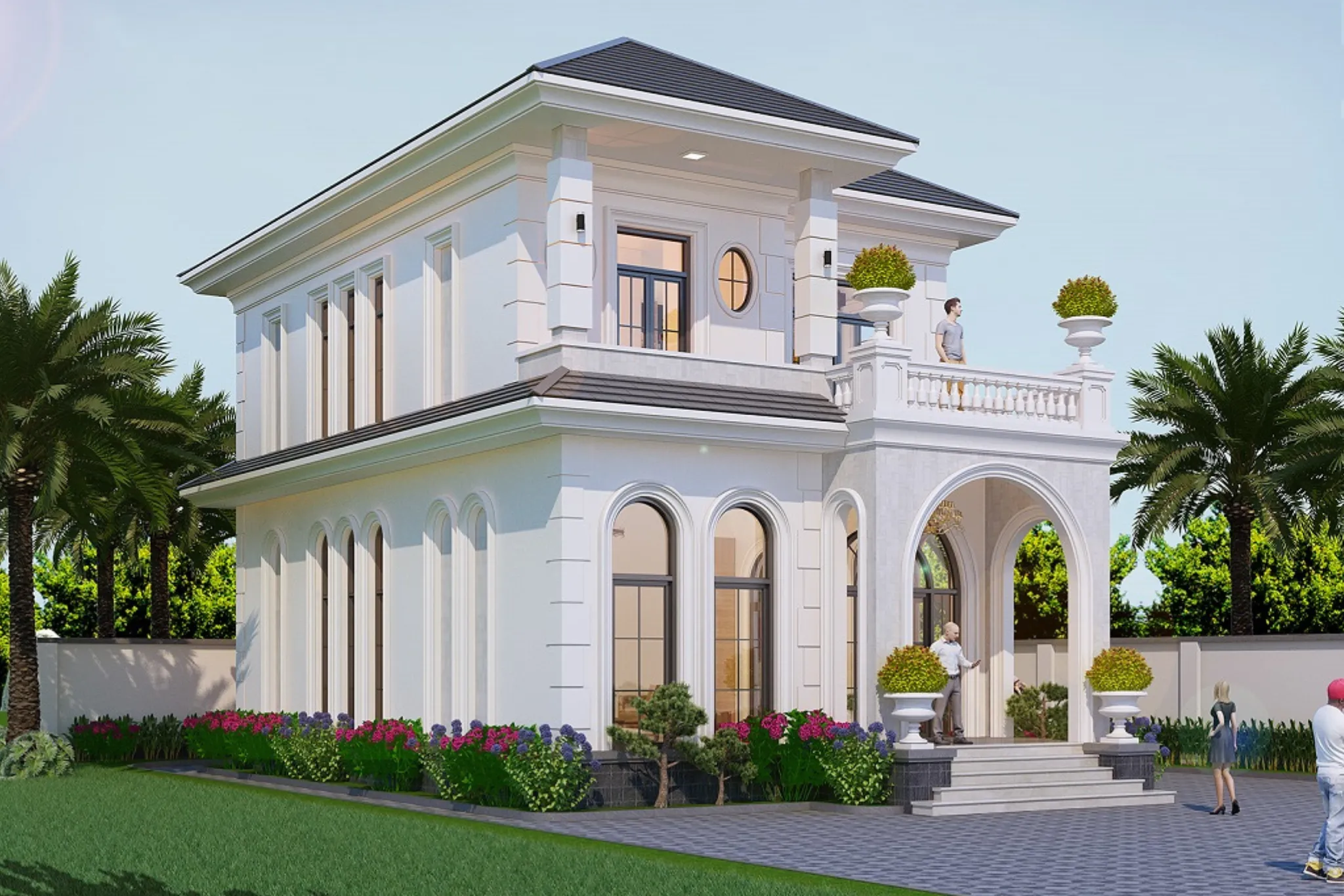 mẫu biệt thự 2 tầng mái nhật 4 phòng ngủ tiện nghi