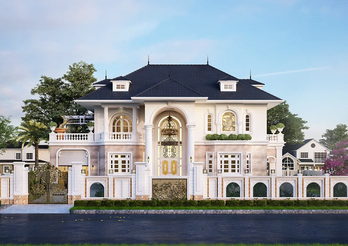 mẫu biệt thự 2 tầng mái nhật ấn tượng