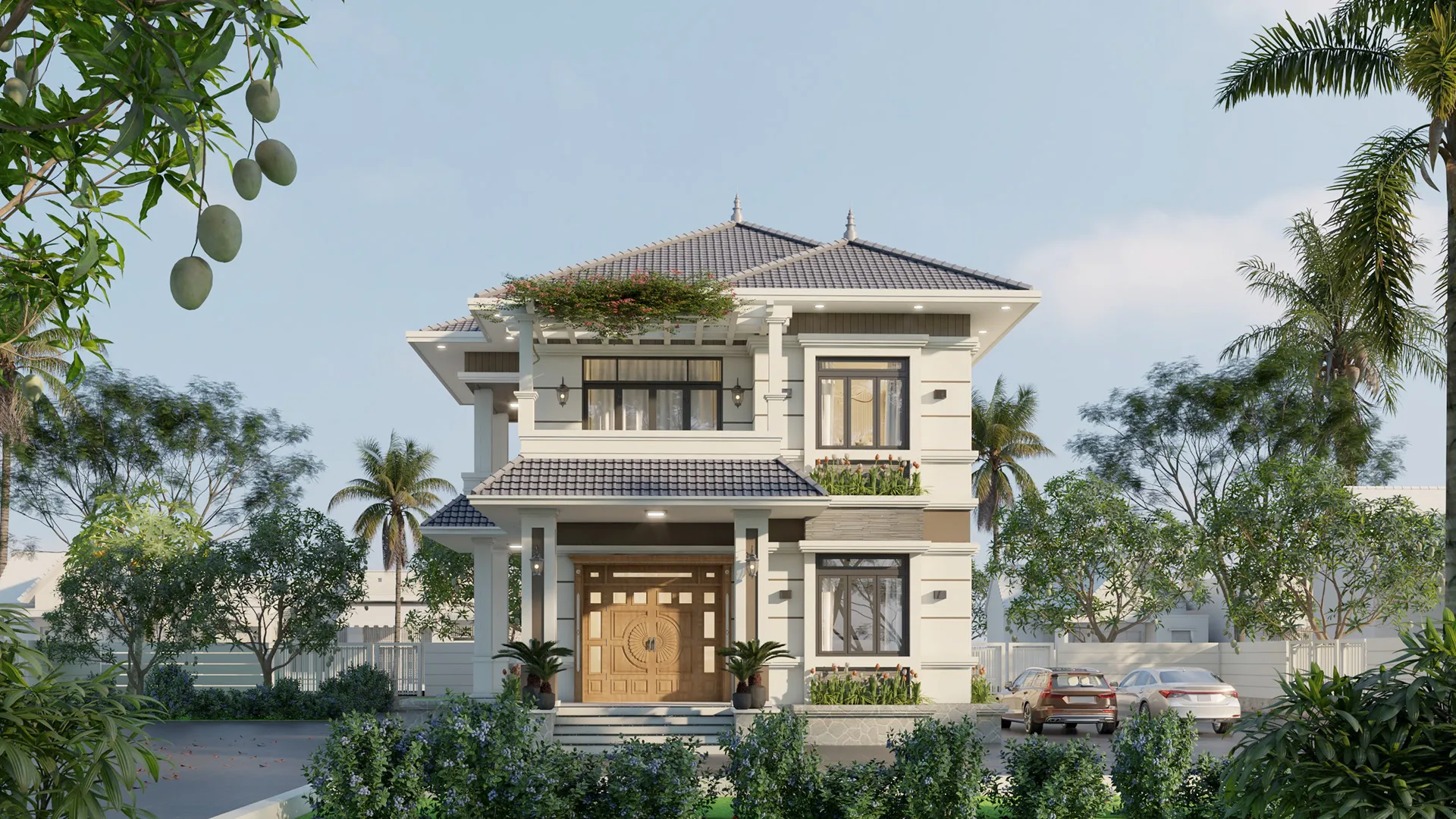 mẫu biệt thự 2 tầng mái nhật nổi bật 2