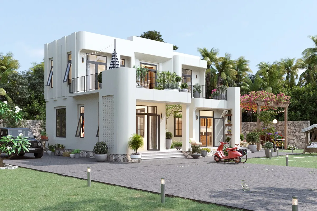 mẫu biệt thự mini hiện đại 2 tầng sân vườn đẹp 1