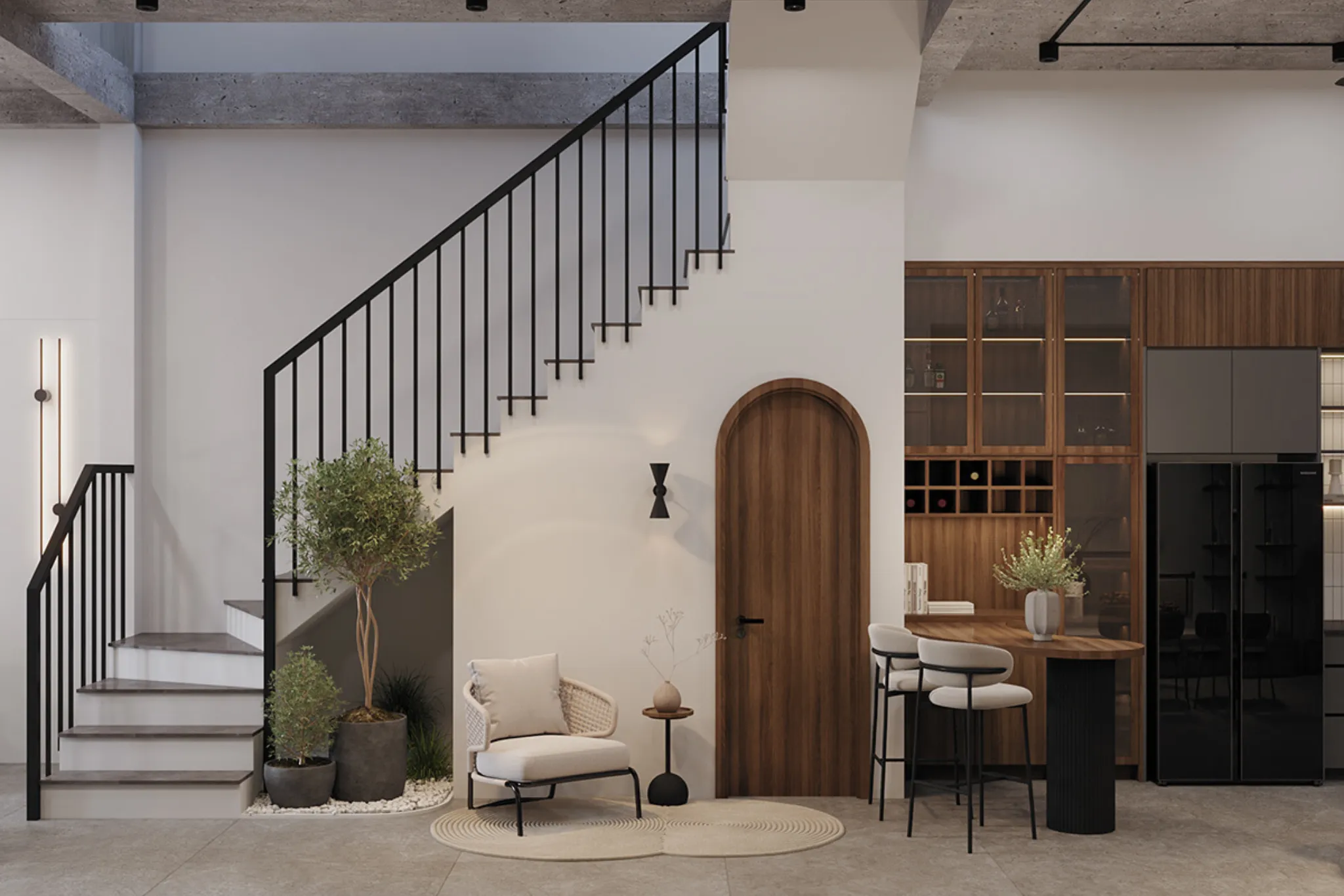 mẫu cầu thang sắt đơn giản đẹp nhà ống