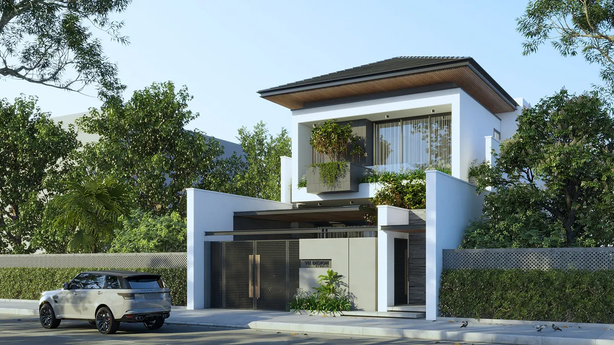 mẫu nhà biệt thự mái nhật hiện đại trẻ trung 1