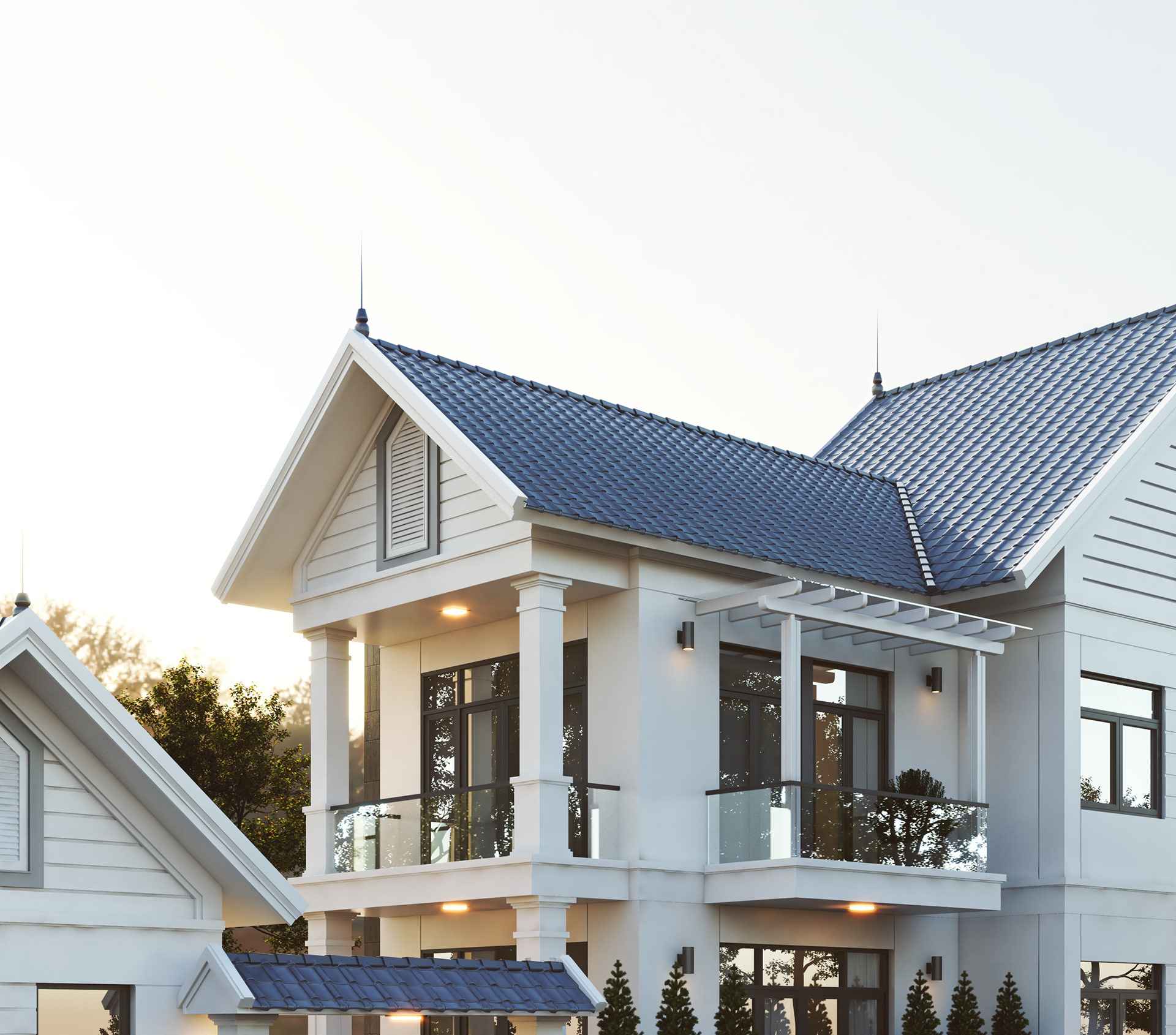 nhà mái thái 2 tầng chữ l đẹp
