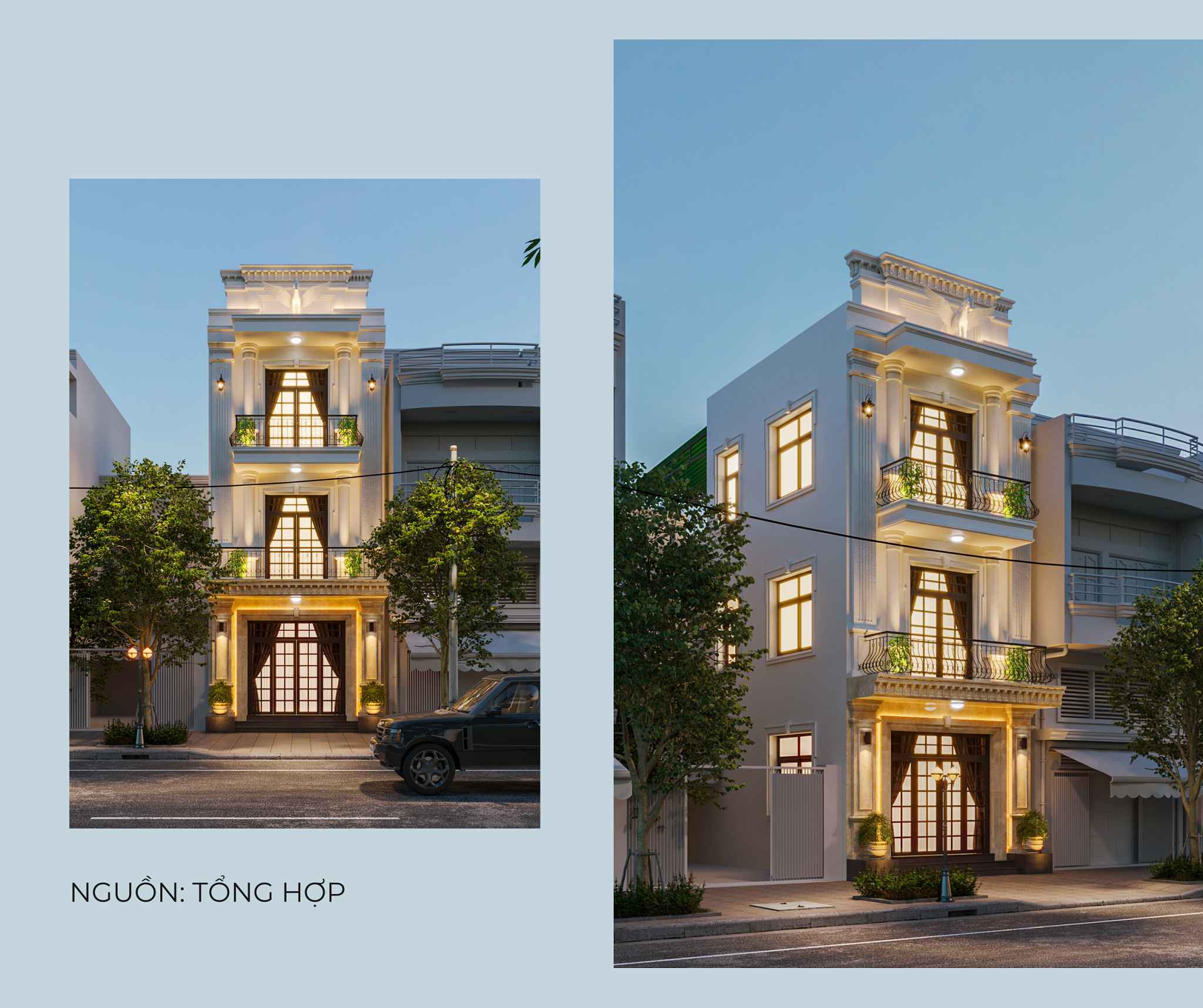 nhà ống 3 tầng mặt tiền 5m phong cách tân cổ điển