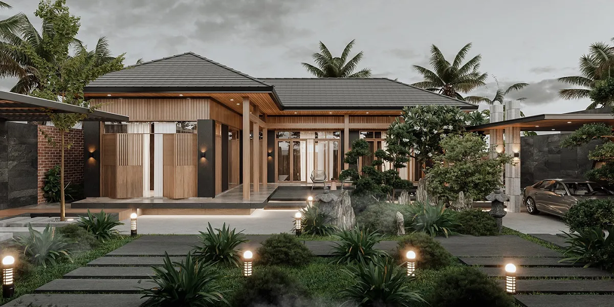 biệt thự mini sân vườn 1 tầng