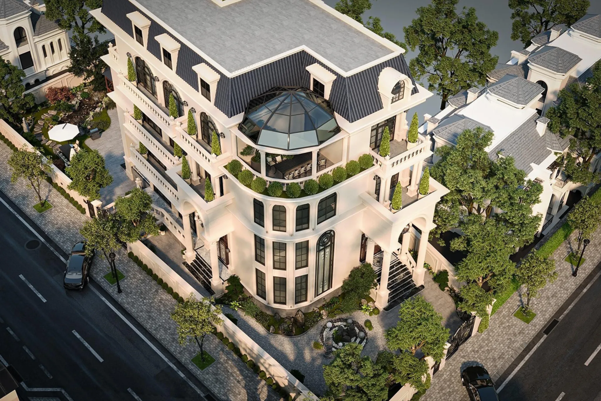 mẫu biệt thự 2 mặt tiền 4 tầng tân cổ điển 1