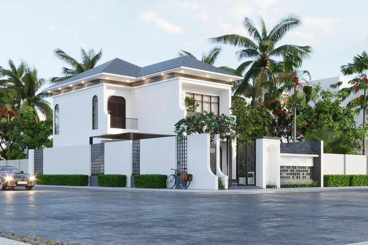 mẫu nhà lô góc 2 tầng hiện đại 1