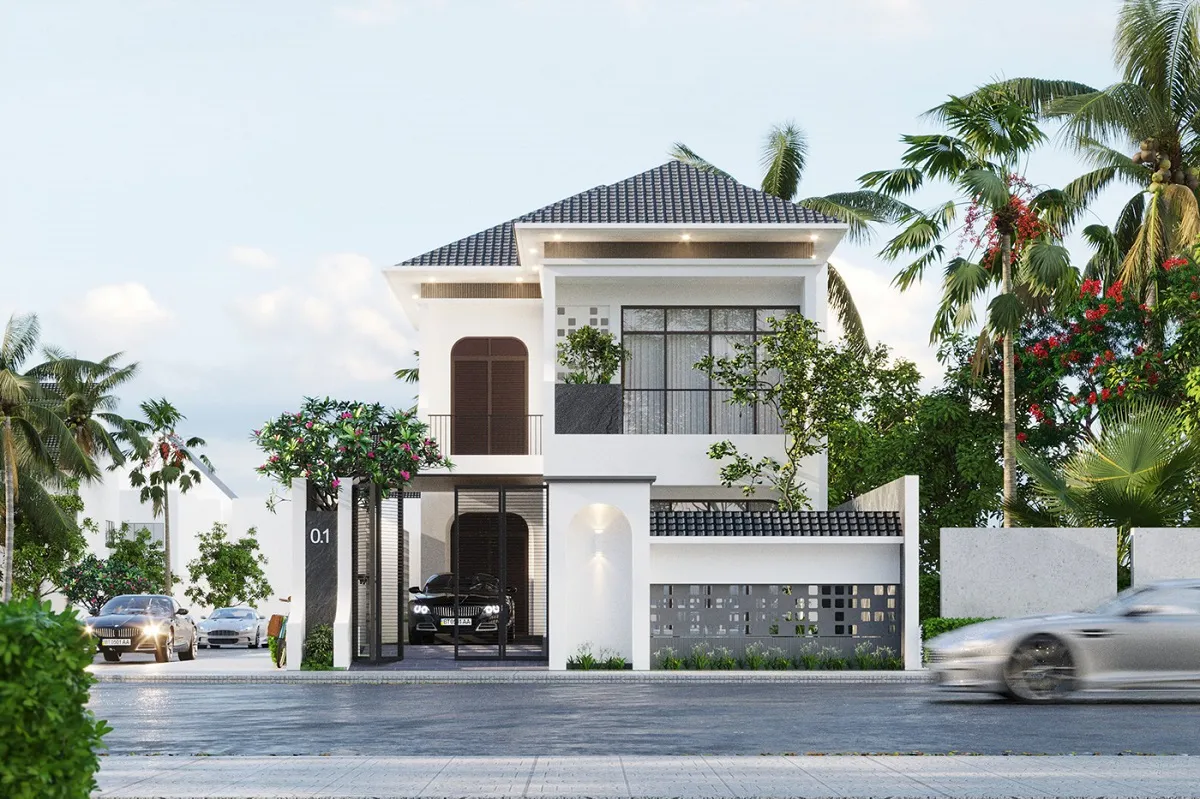 mẫu nhà lô góc 2 tầng hiện đại