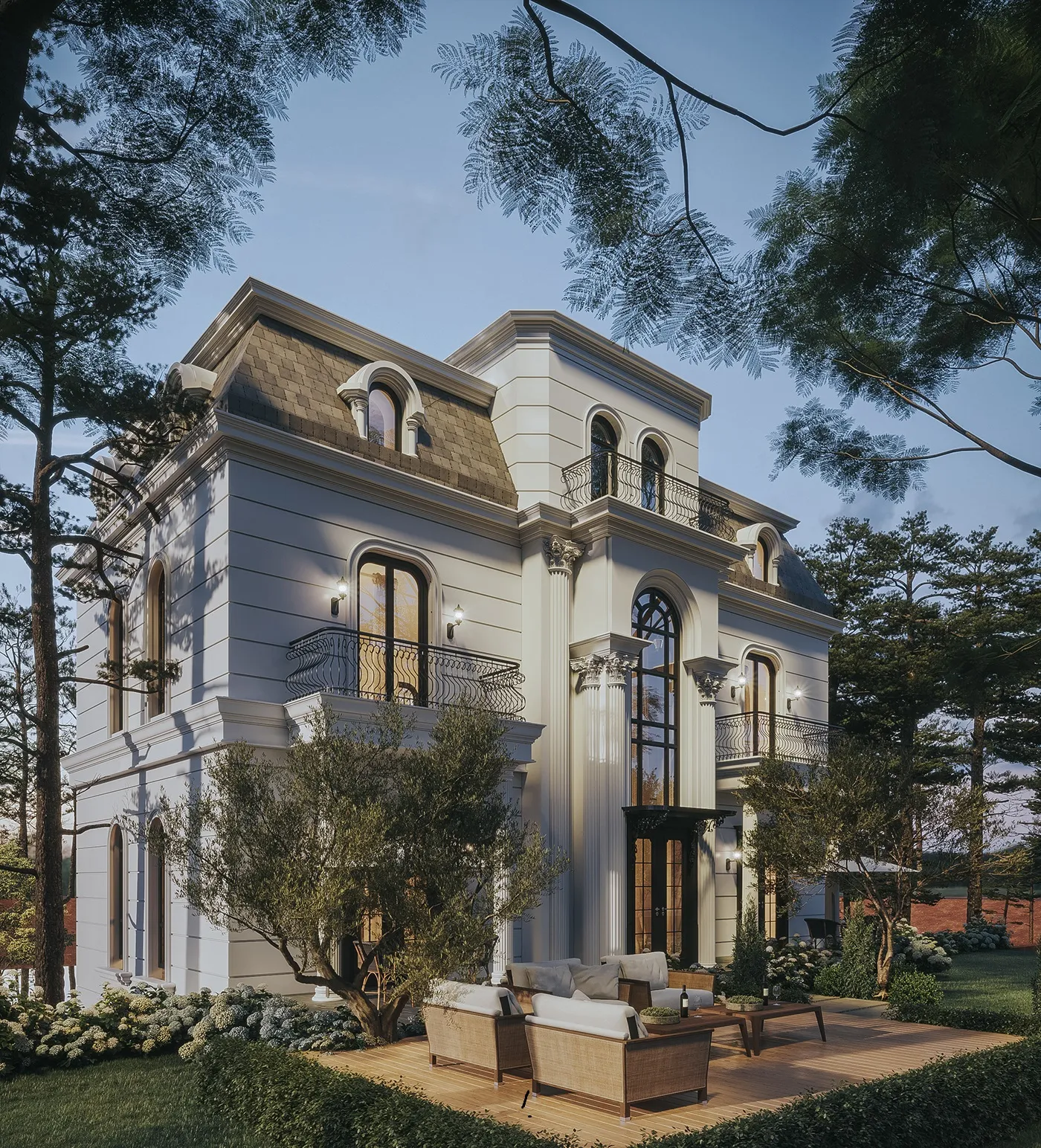 mẫu thiết kế biệt thự 3 tầng tân cổ điển kiến trúc pháp 1