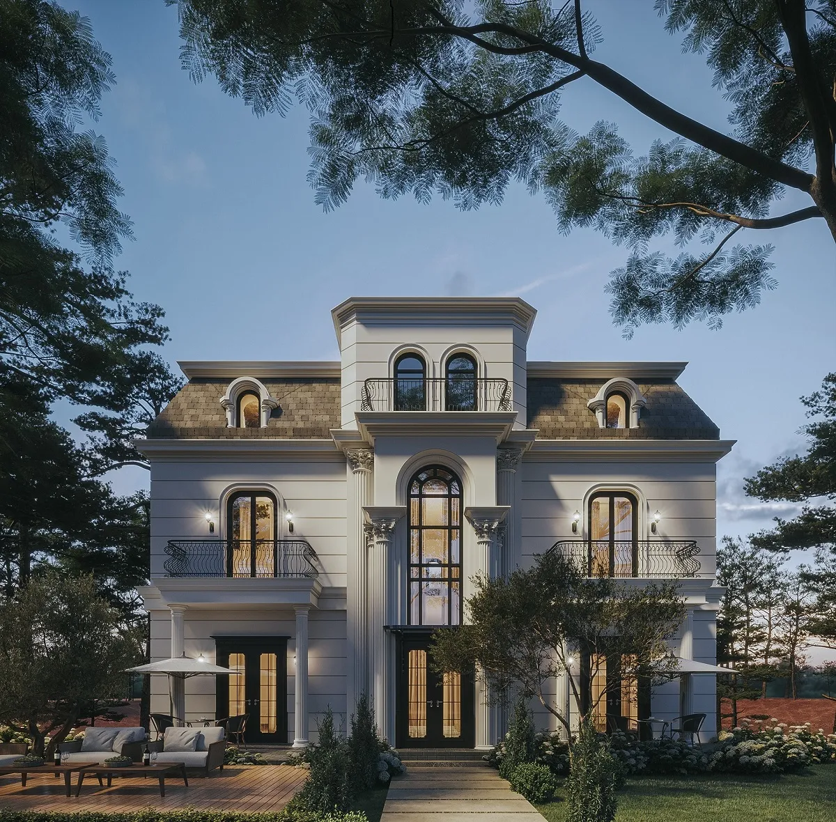 mẫu thiết kế biệt thự 3 tầng tân cổ điển kiến trúc pháp