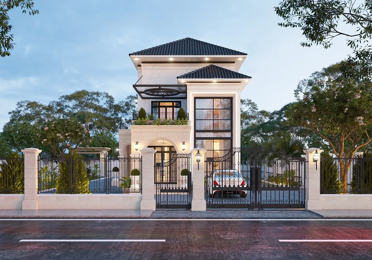 mẫu thiết kế biệt thự 3 tầng tân cổ điển sân vườn 1