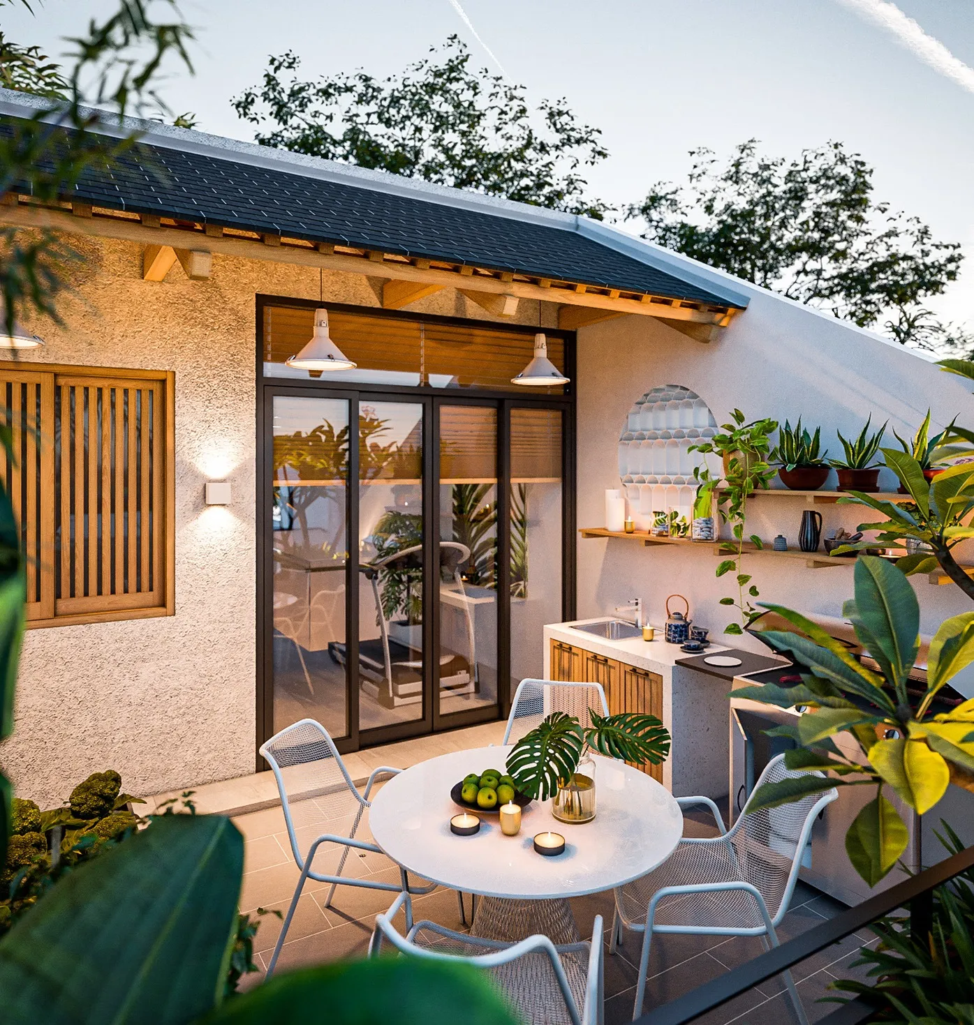 không gian trò truyện thư giản ở sân thượng chill chill