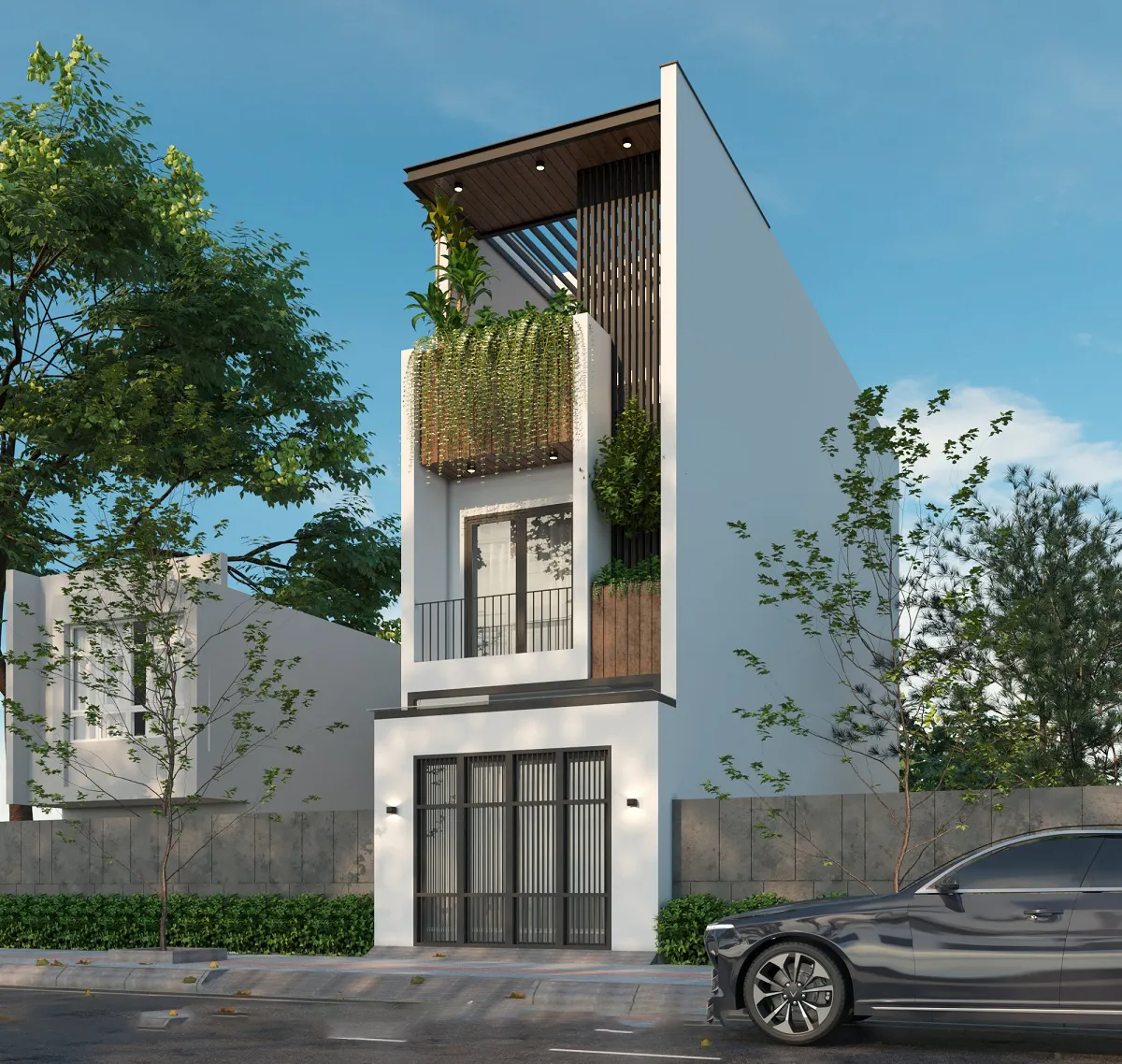 nhà phố mặt tiền 4m 3 tầng hiện đại 1