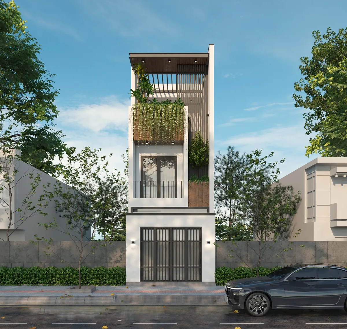 nhà phố mặt tiền 4m 3 tầng hiện đại