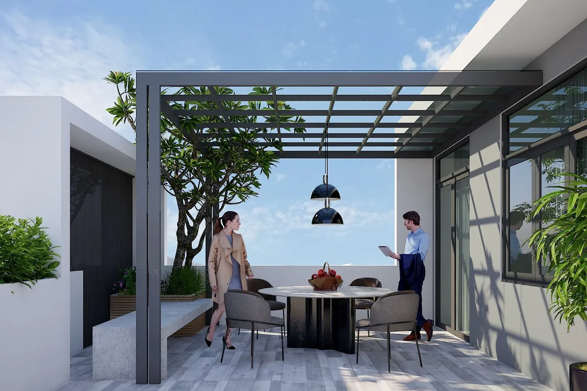 thiết kế sân thượng có không gian làm việc