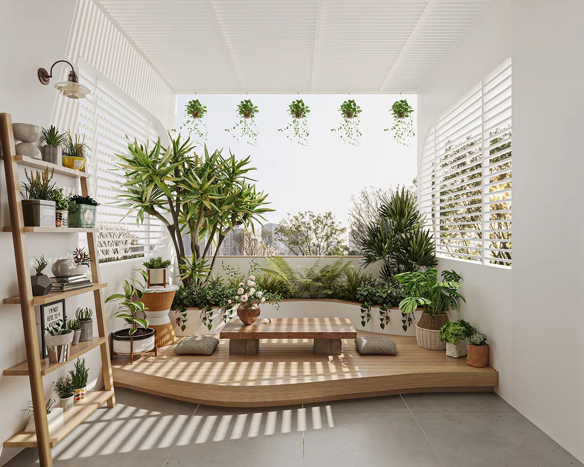 thiết kế sân thượng đẹp dùng để trà đạo và thiền định