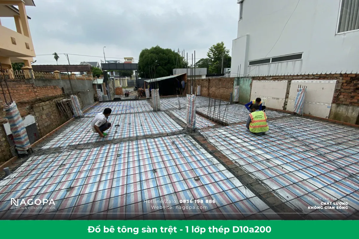 đổ bê tông nền sàn tầng trệt 1