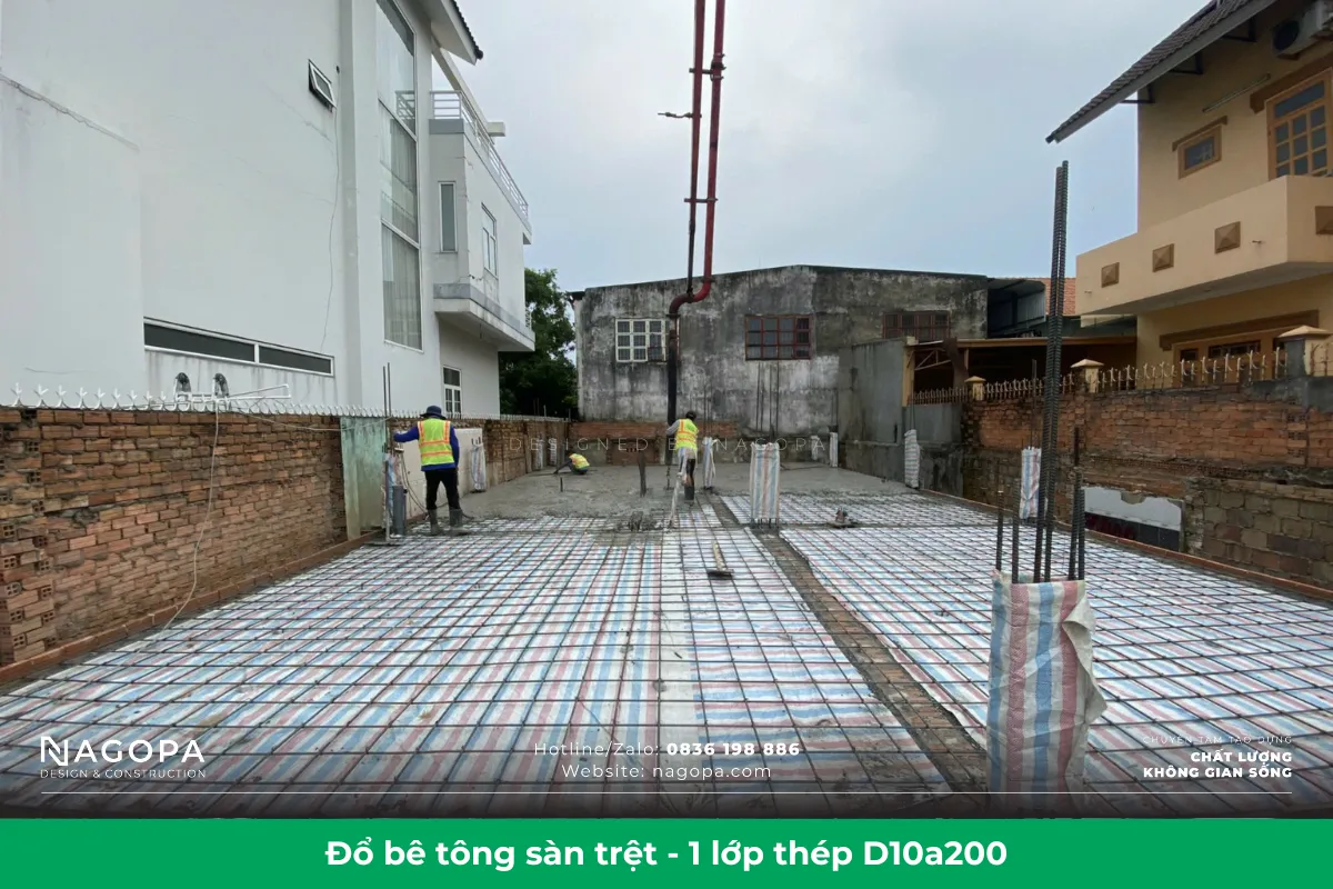 đổ bê tông nền sàn tầng trệt 2