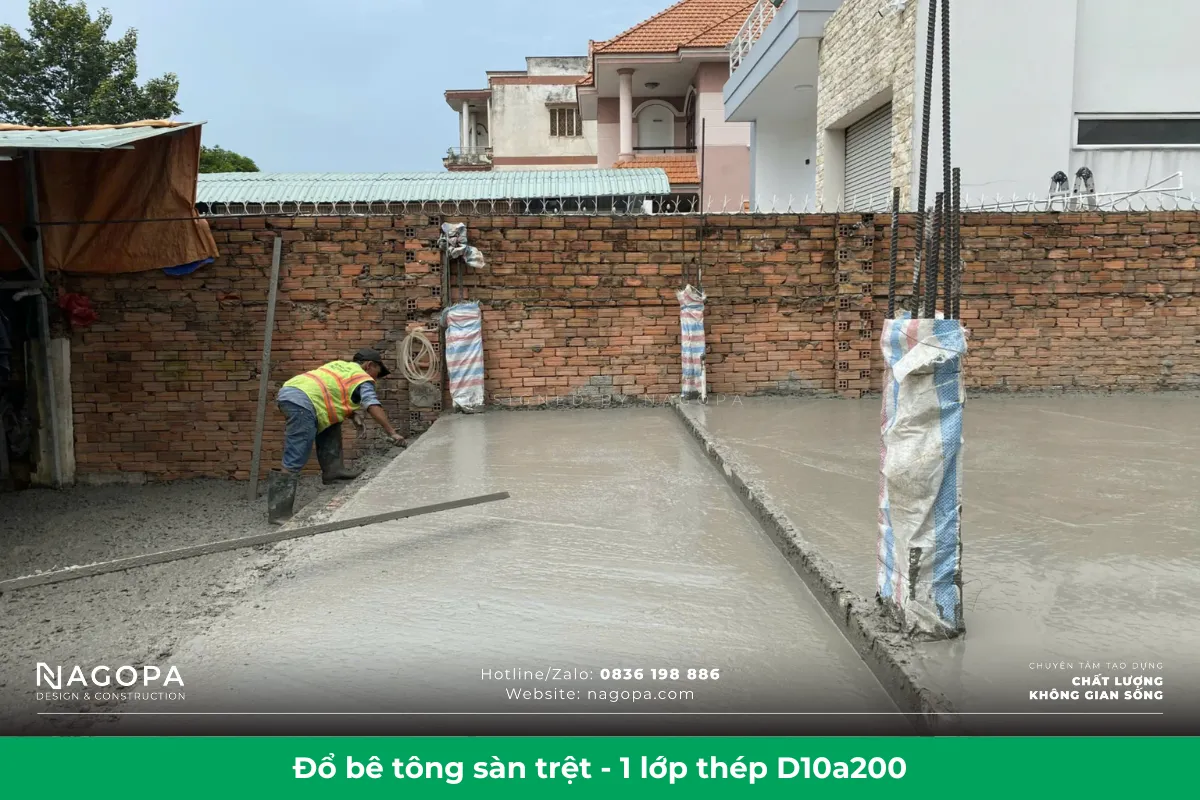 đổ bê tông nền sàn tầng trệt 3