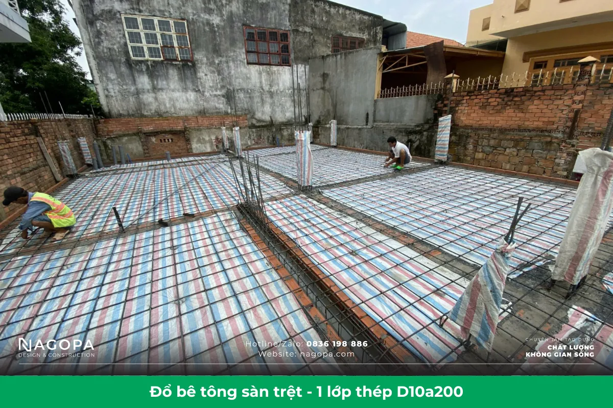 đổ bê tông nền sàn tầng trệt