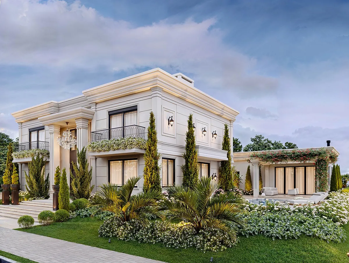 mẫu biệt thự 2 tầng tân cổ điển có hồ bơi 1