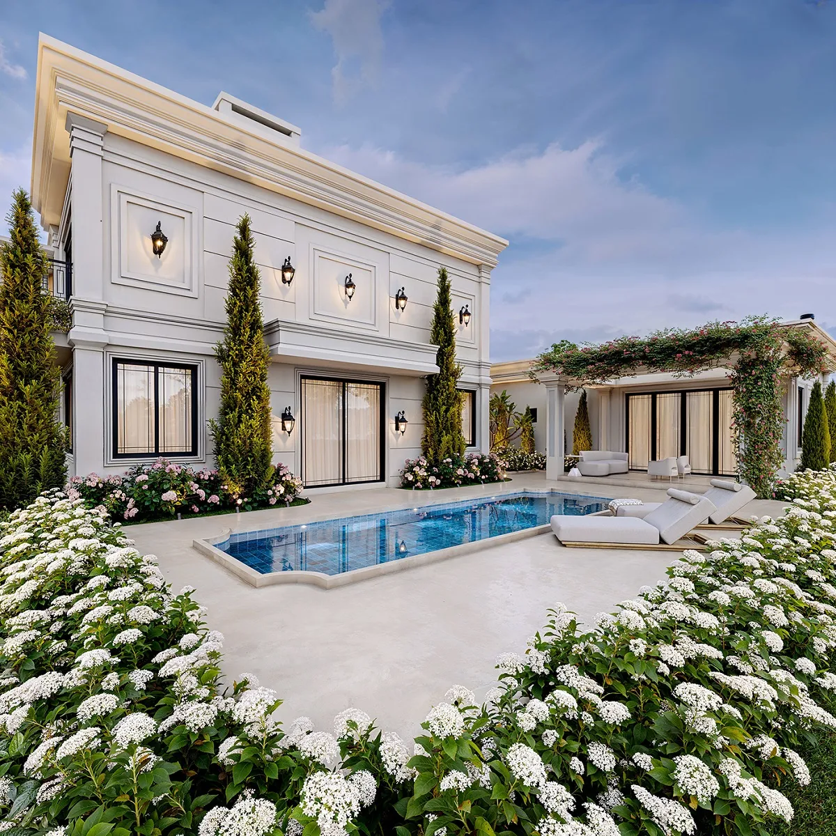 mẫu biệt thự 2 tầng tân cổ điển có hồ bơi 2