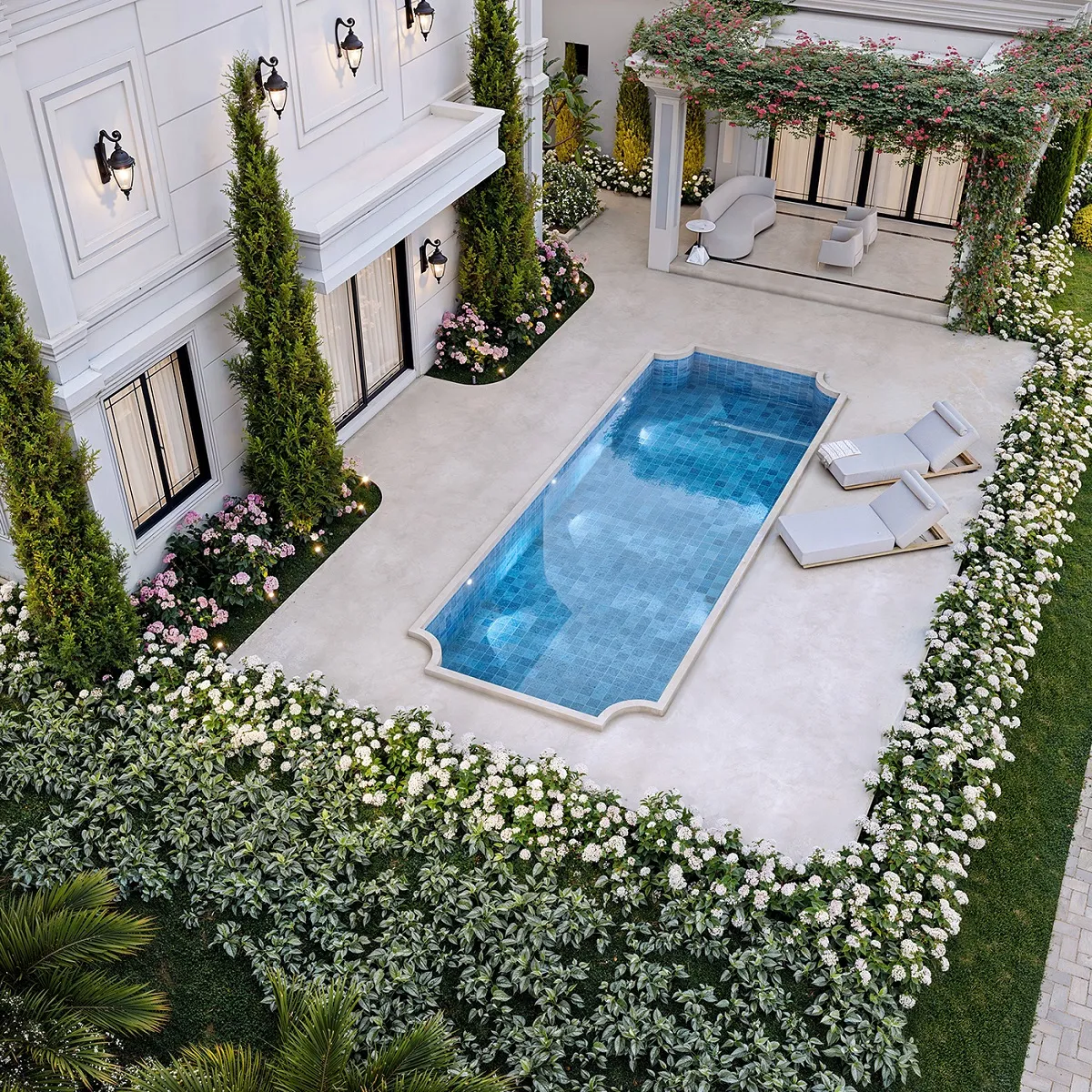 mẫu biệt thự 2 tầng tân cổ điển có hồ bơi 3