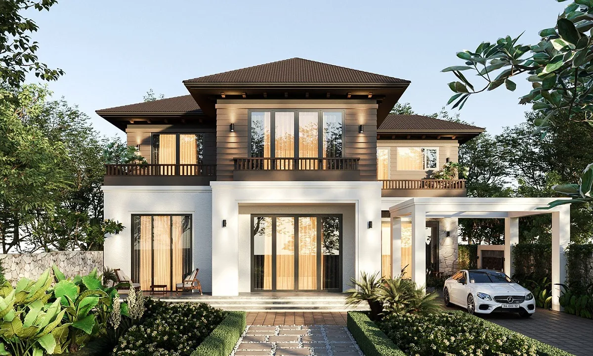 mẫu thiết kế biệt thự 2 tầng phong cách sang trọng