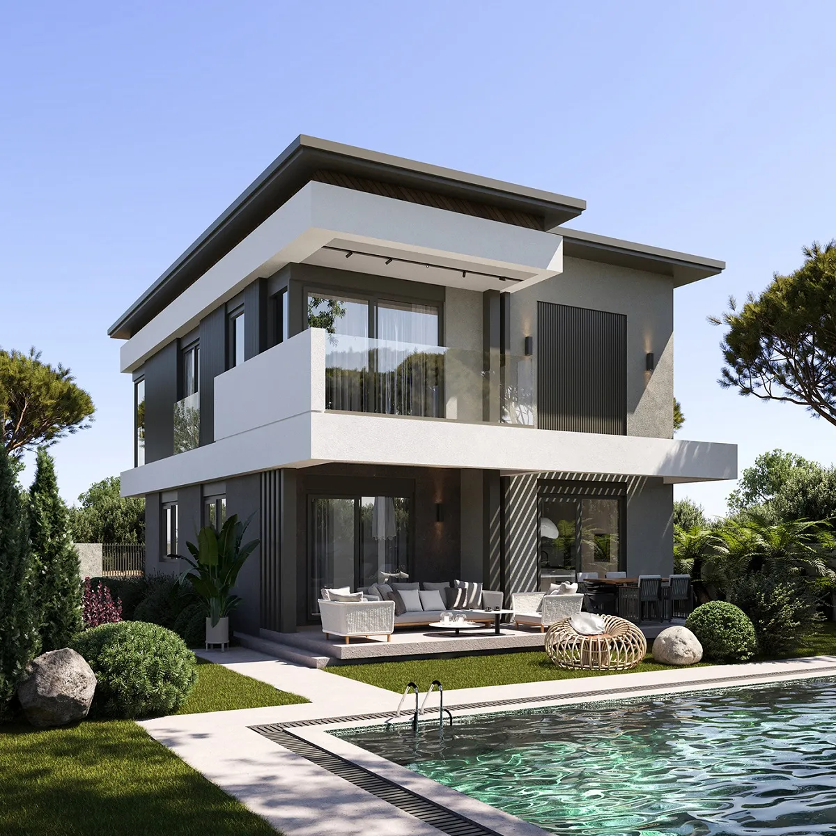 nhà 2 tầng có hồ bơi thư giãn 1