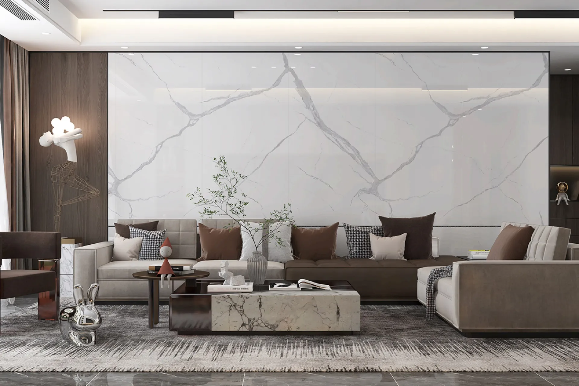 đá nung kết ứng dụng trong không gian phòng khách 1