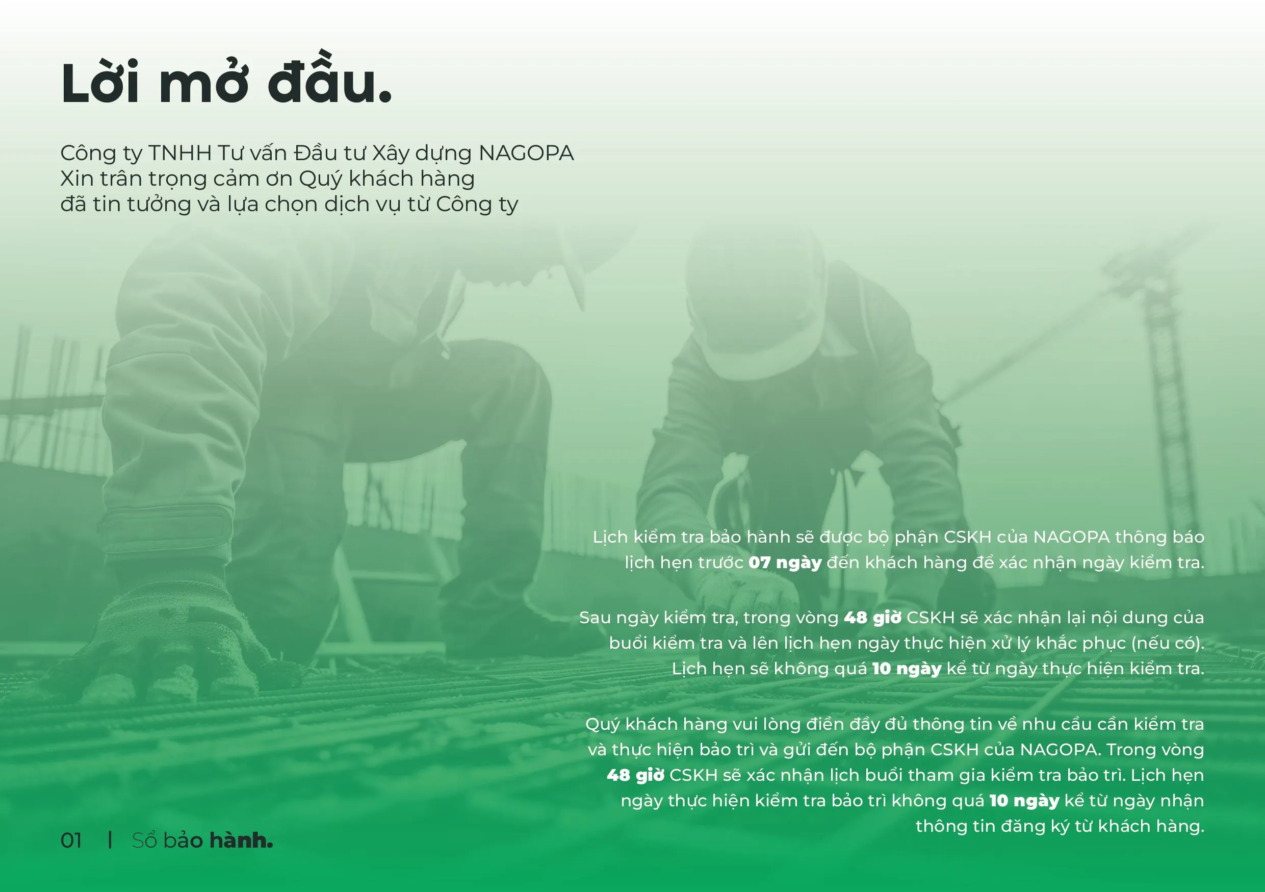 nội dung sổ bảo hành khi xây nhà công ty nagopa 1