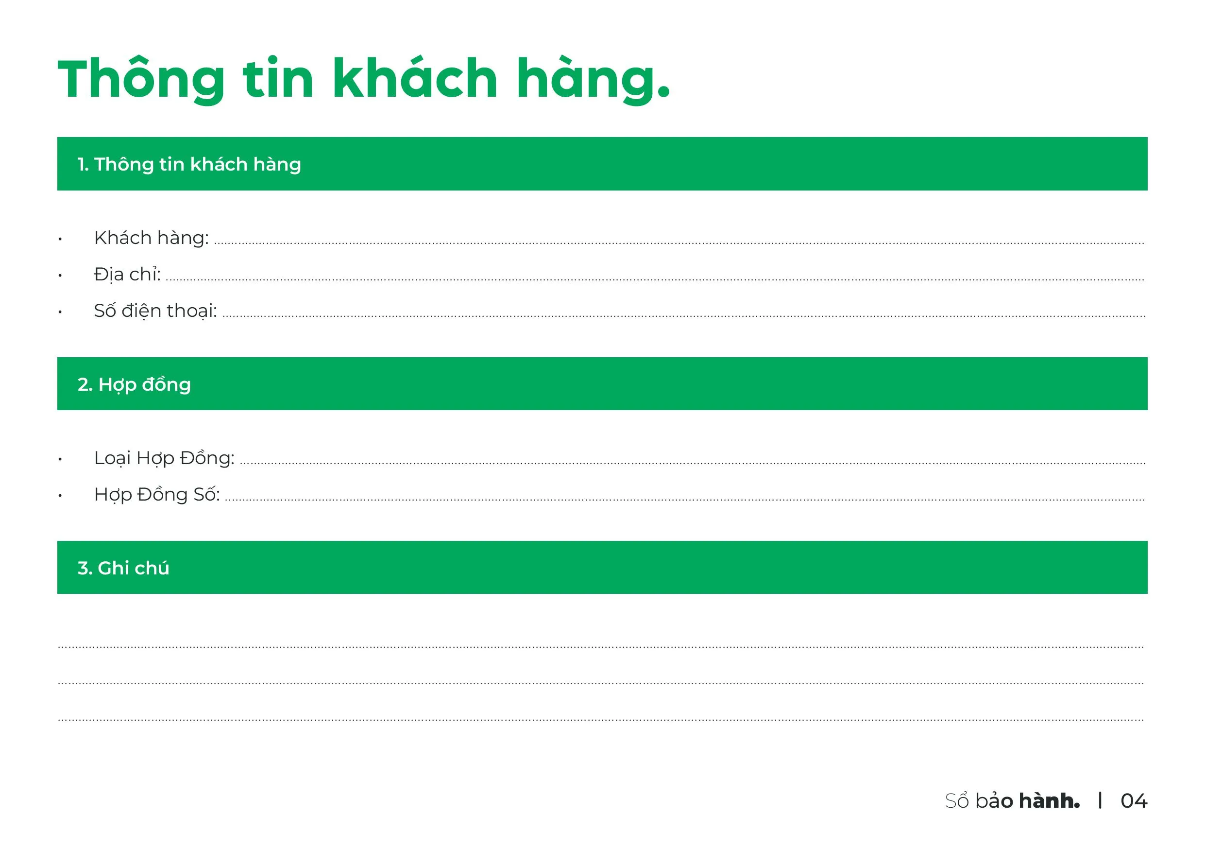 nội dung sổ bảo hành khi xây nhà công ty nagopa 4