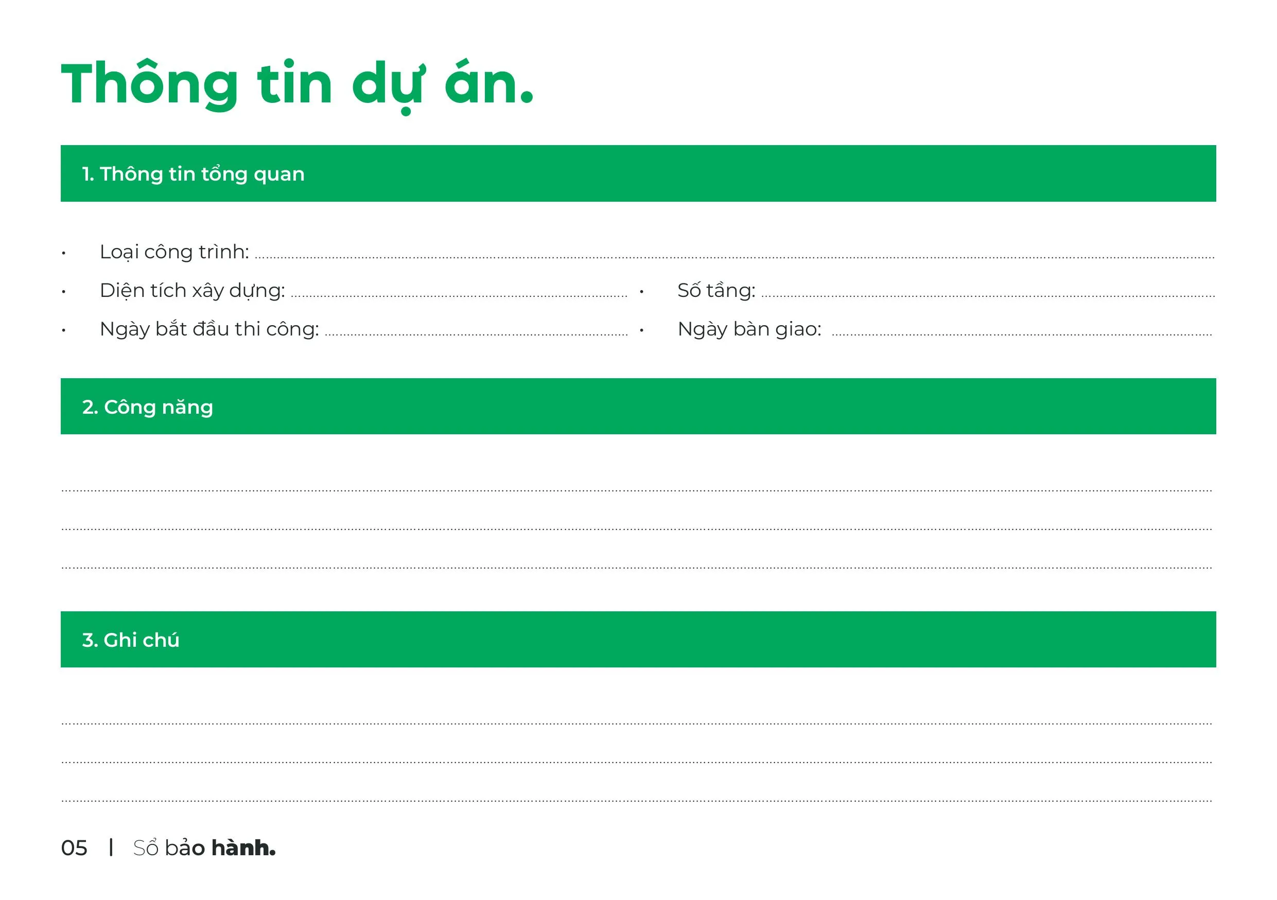 nội dung sổ bảo hành khi xây nhà công ty nagopa 5