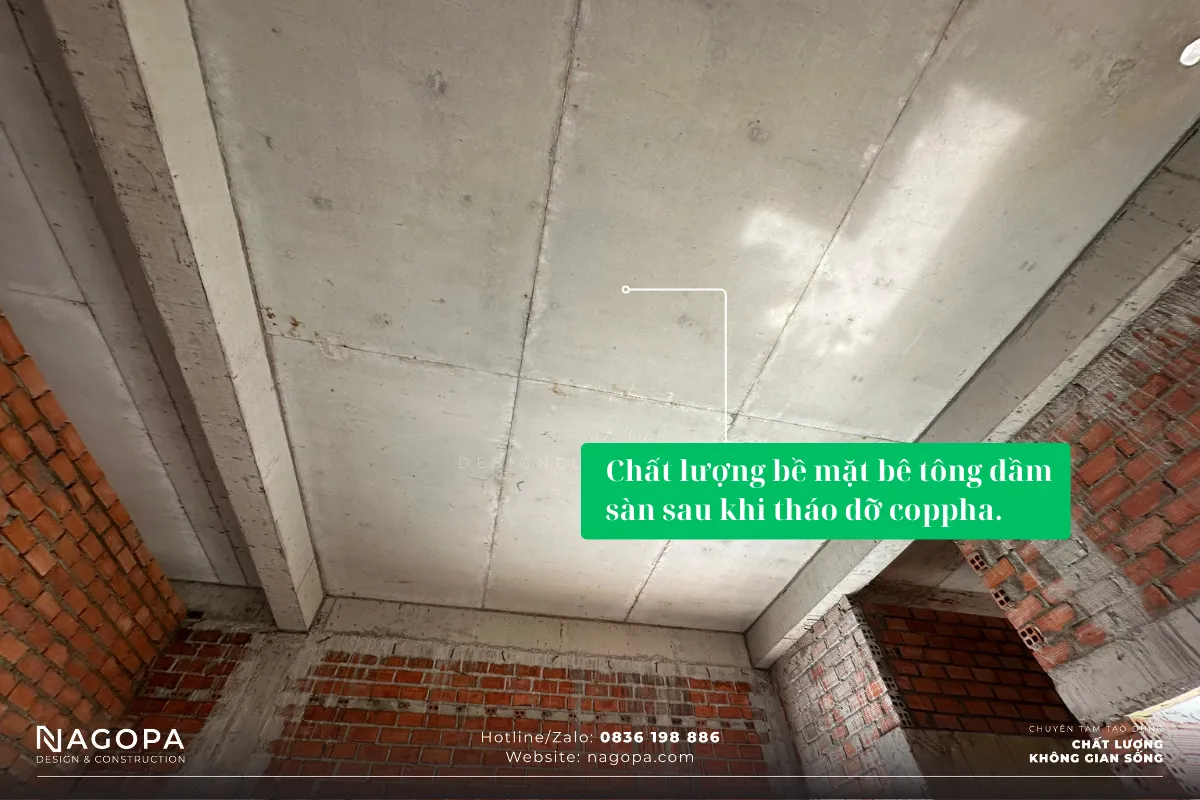 chất lượng bề mặt dầm sàn sau khi tháo dỡ coppha sử dụng ván ép phủ phim