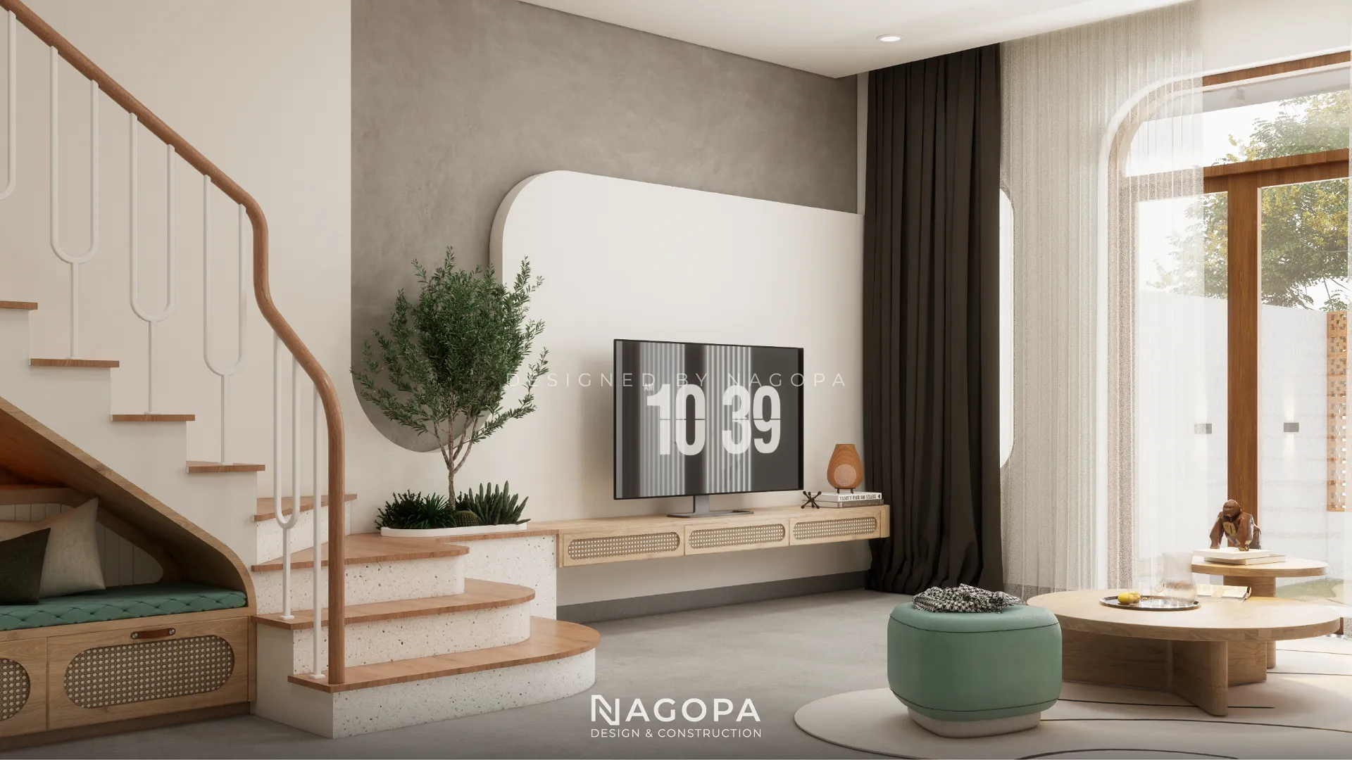 không gian nội thất phòng khách the nest house go2544 3