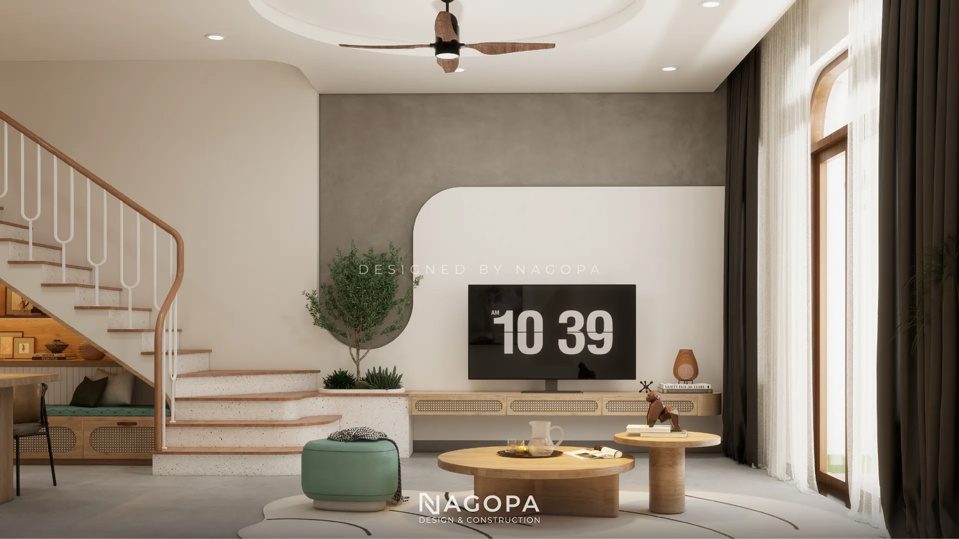 không gian nội thất phòng khách the nest house go2544