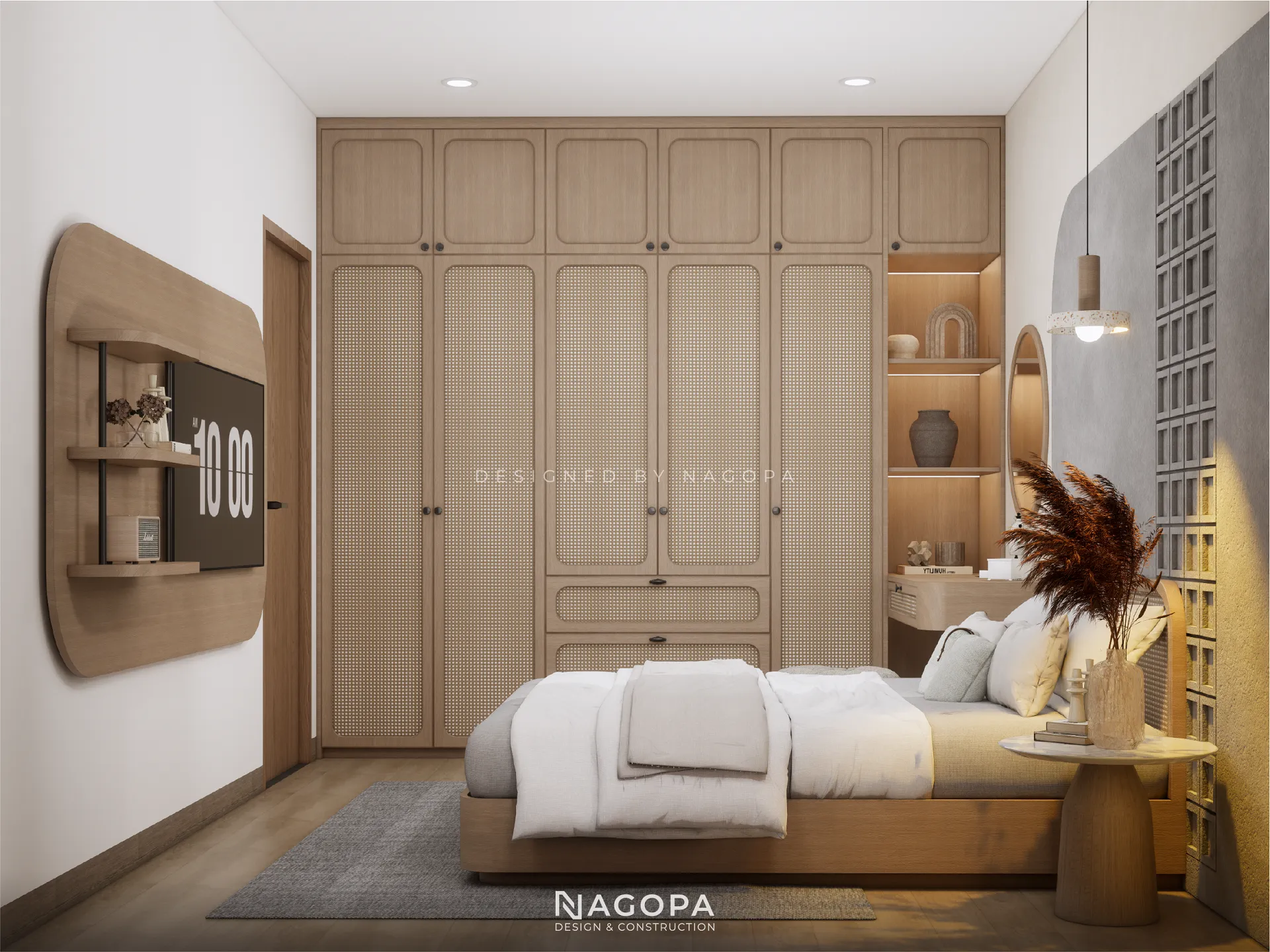 không gian nội thất phòng ngủ the nest house go2544 