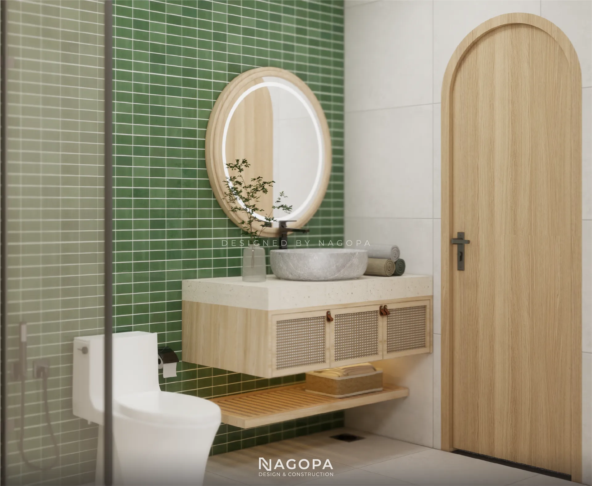 không gian nội thất phòng tắm the nest house go2544