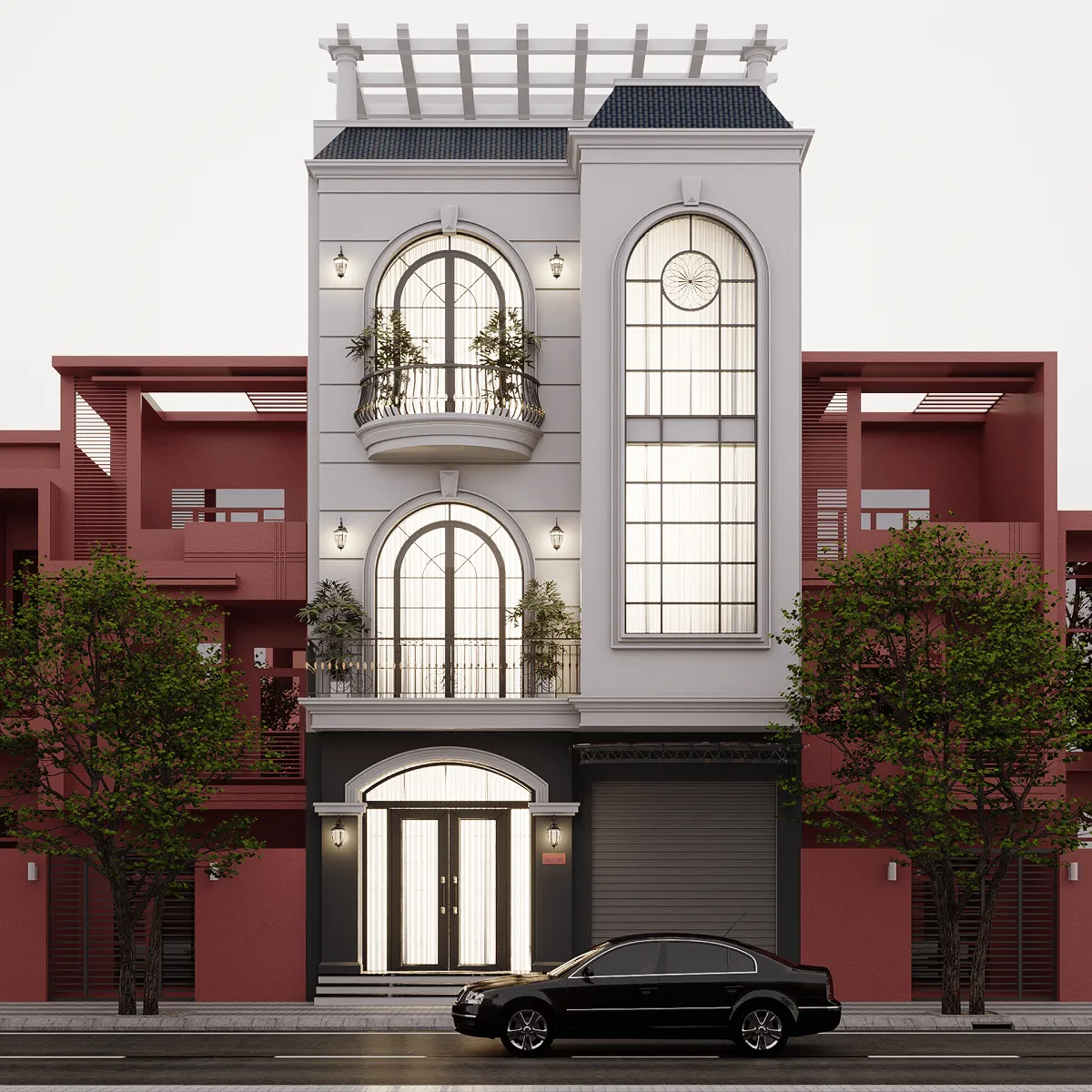 mẫu nhà ống tân cổ điển 3 tầng mặt tiền 6m