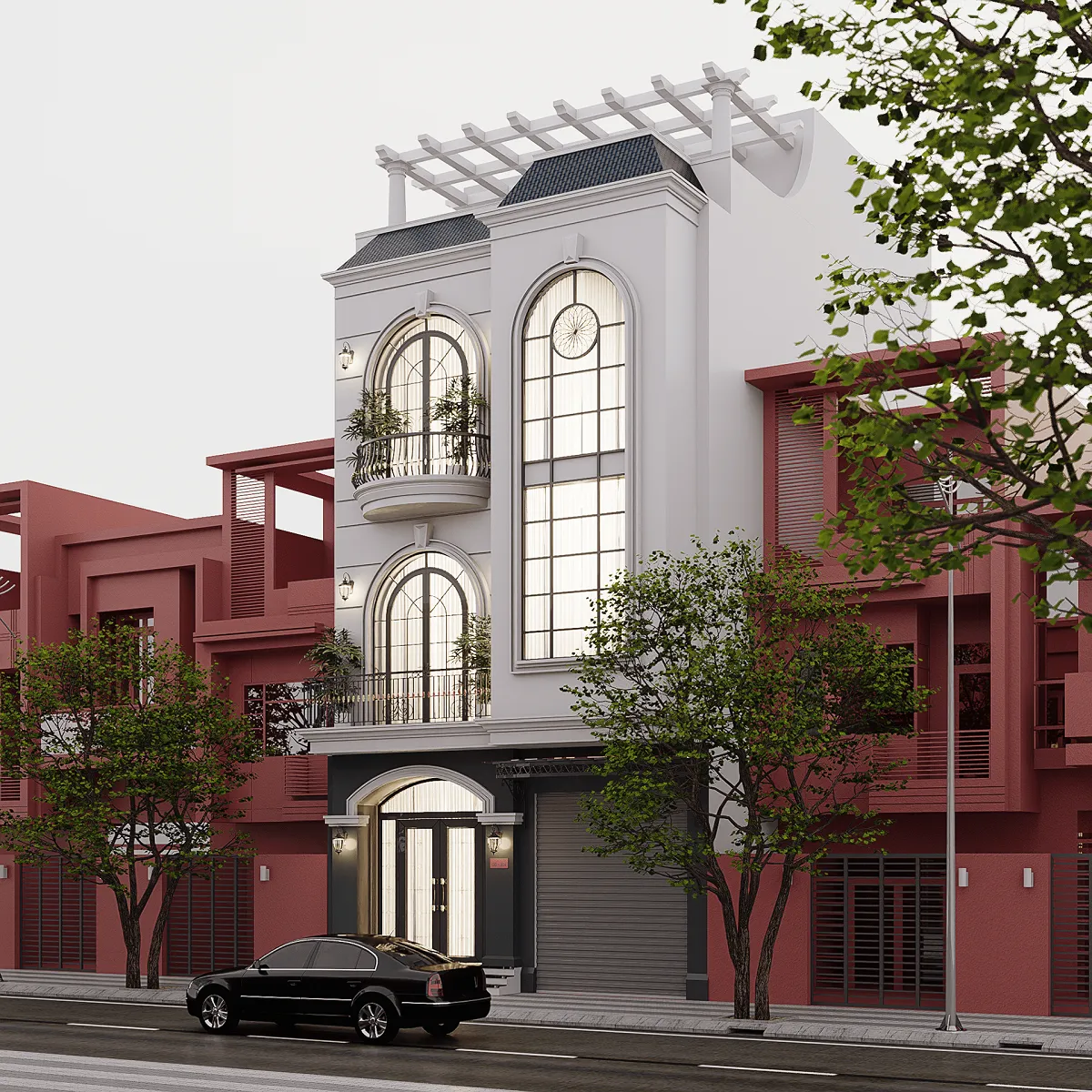 mẫu nhà ống tân cổ điển 3 tầng mặt tiền 6m 1