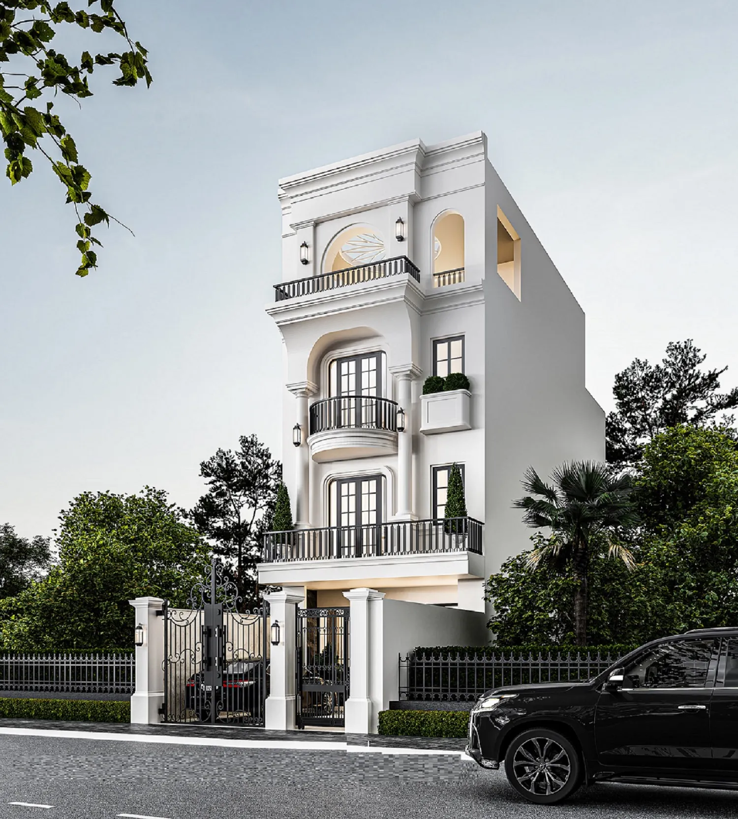 mẫu nhà phố 4 tầng tân cổ điển đẹp 1