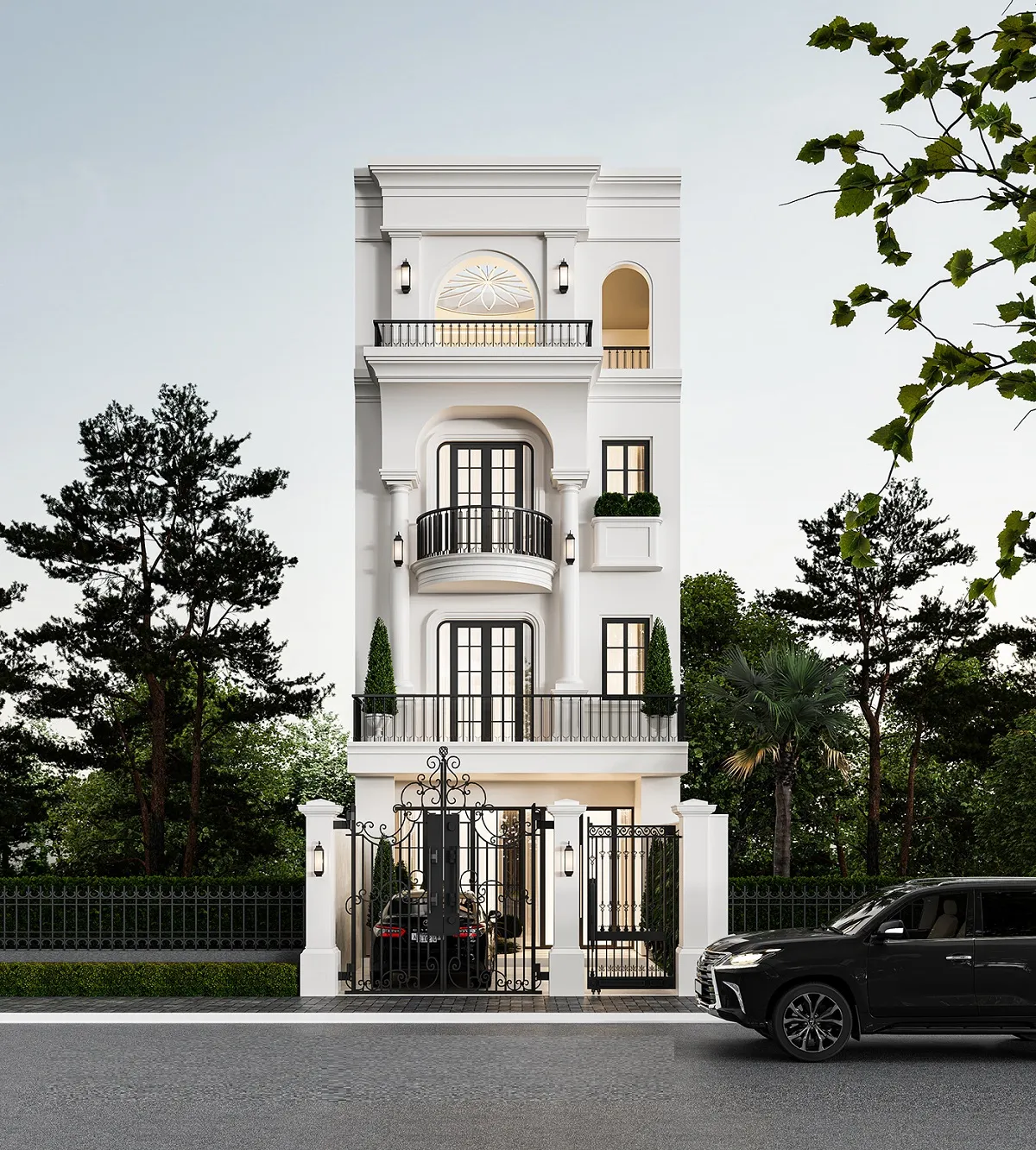 mẫu nhà phố 4 tầng tân cổ điển đẹp