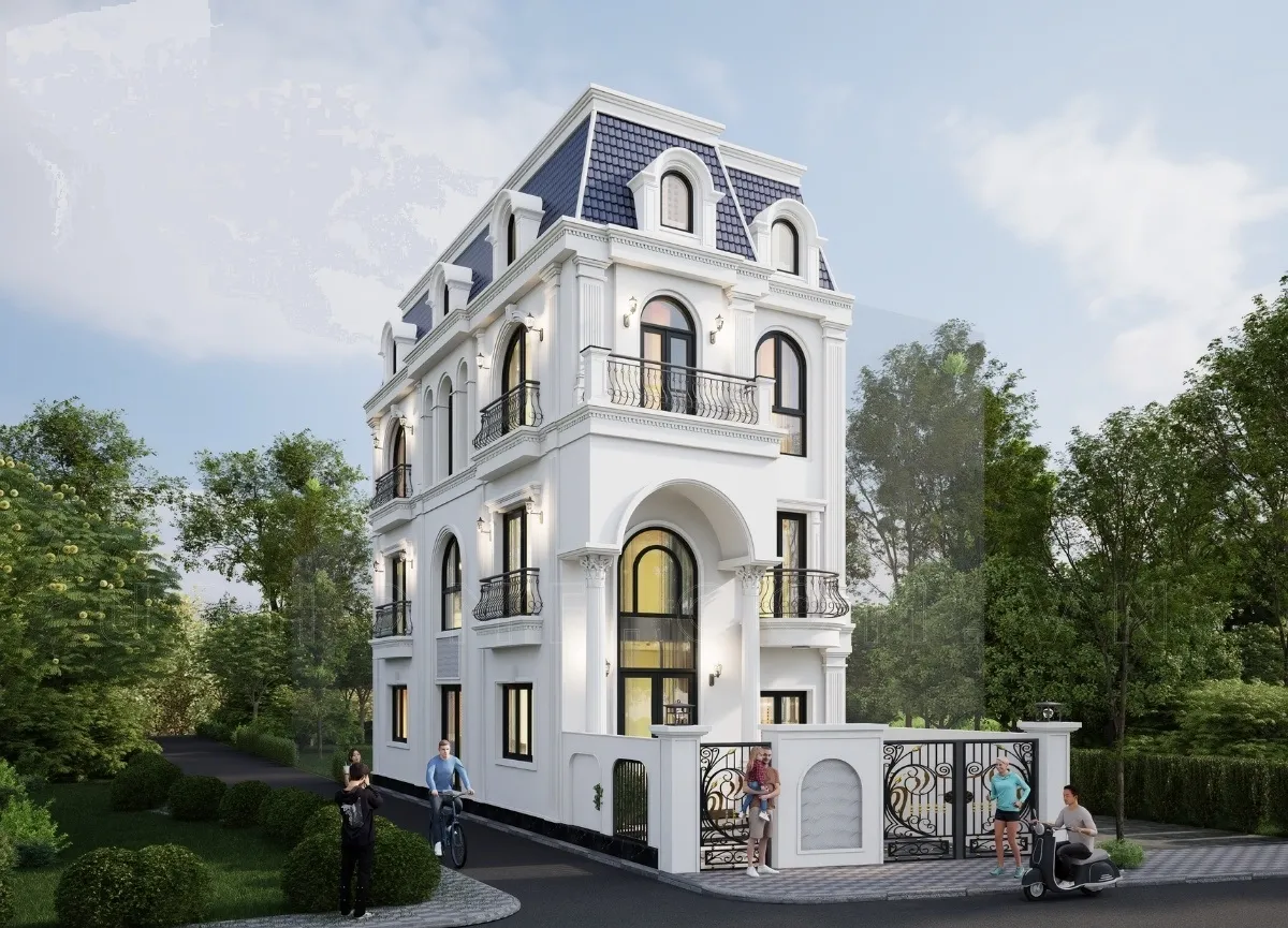 mẫu nhà phố 6m 2 mặt tiền tân cổ điển