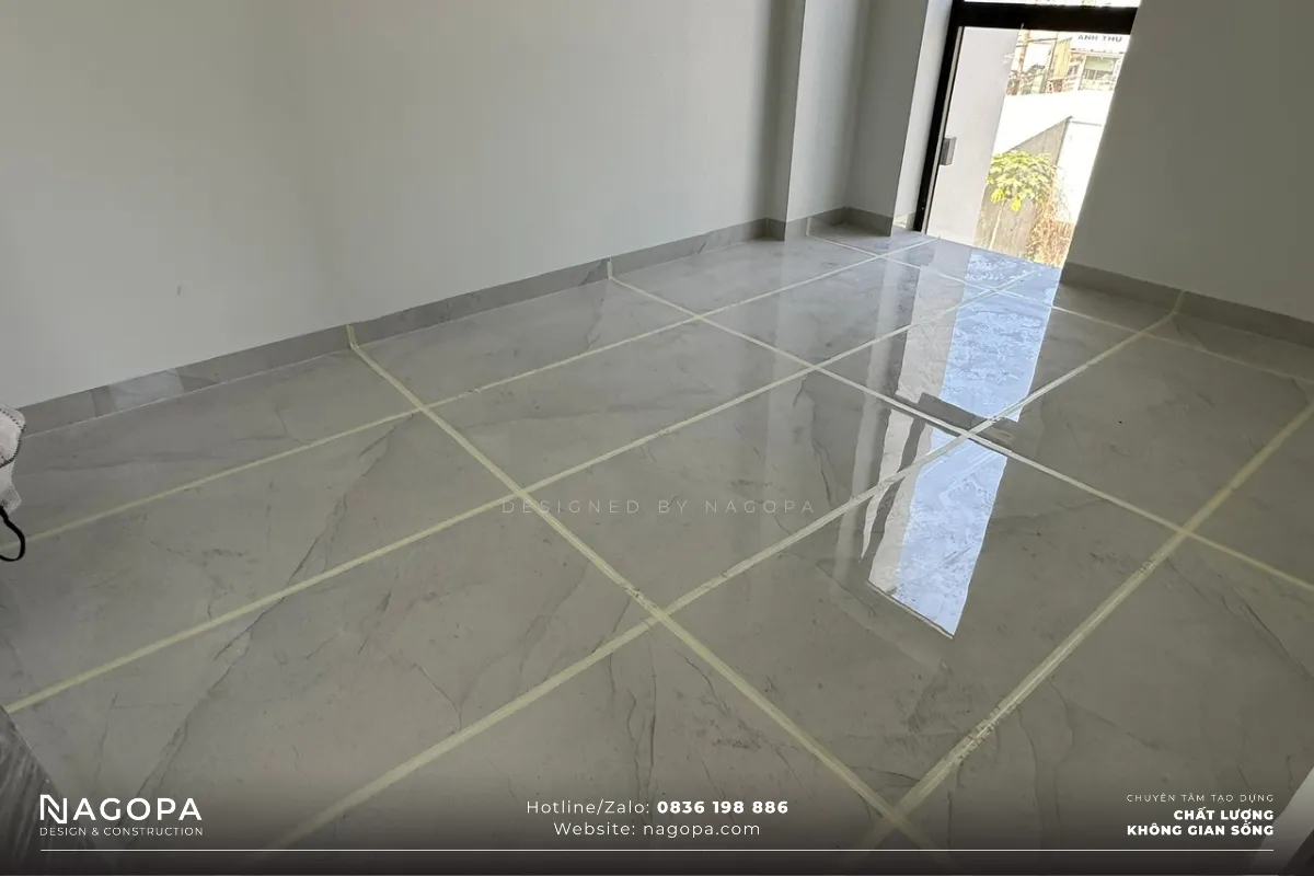 ứng dụng gạch porcelain vào lát nền nhà phố 1